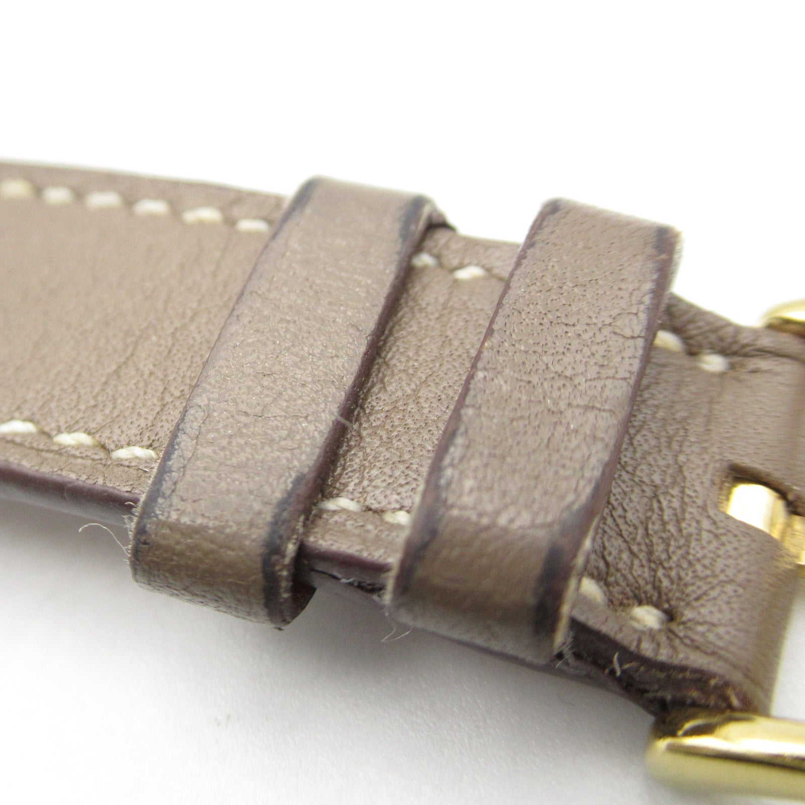 HERMES H Watch HH1.201 Quartz Watch Gold Plated Leather Belt White