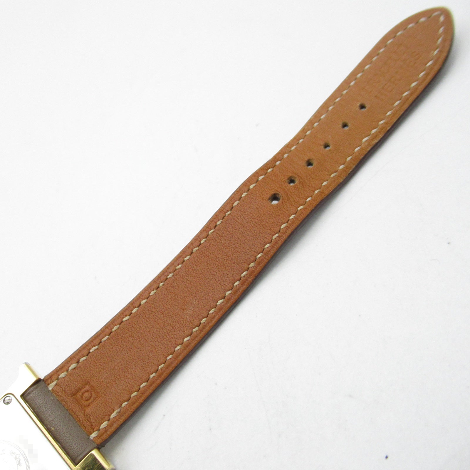 HERMES H Watch HH1.201 Quartz Watch Gold Plated Leather Belt White