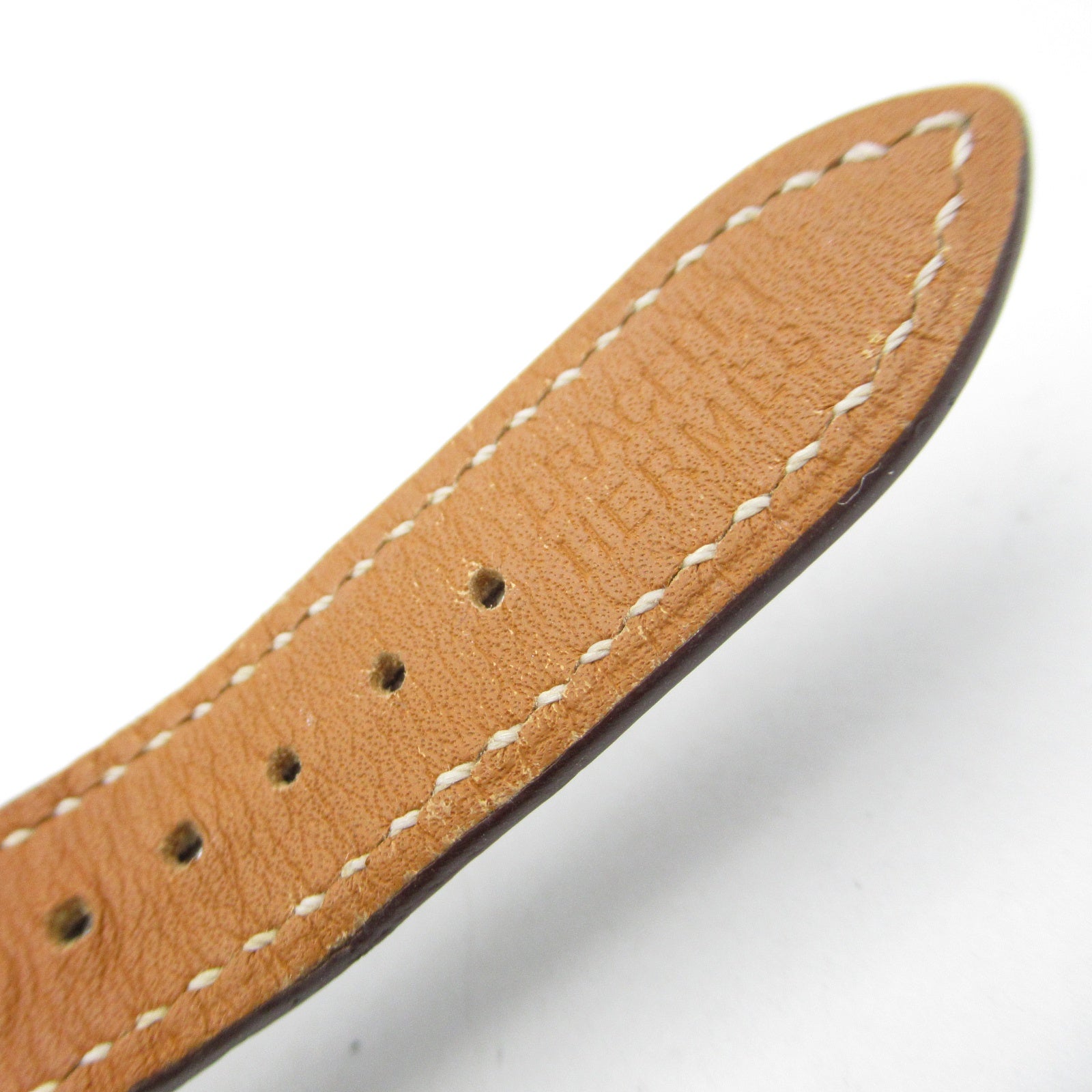 HERMES H Watch HH1.201 Quartz Watch Gold Plated Leather Belt White