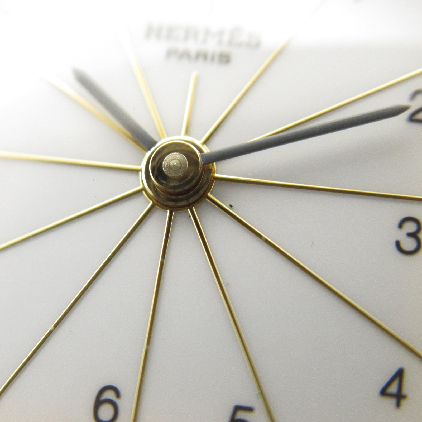 HERMES H Watch HH1.201 Quartz Watch Gold Plated Leather Belt White