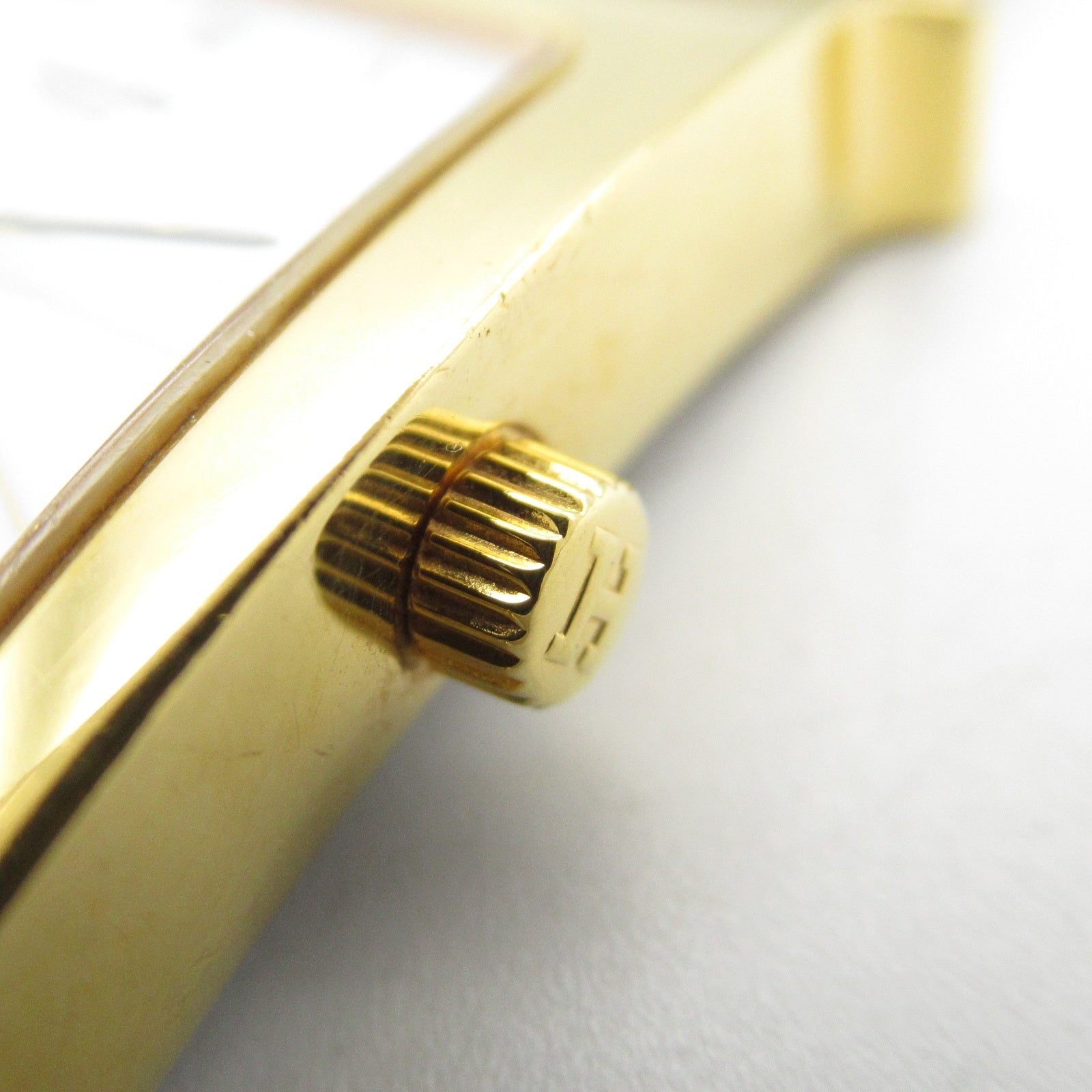 HERMES H Watch HH1.201 Quartz Watch Gold Plated Leather Belt White