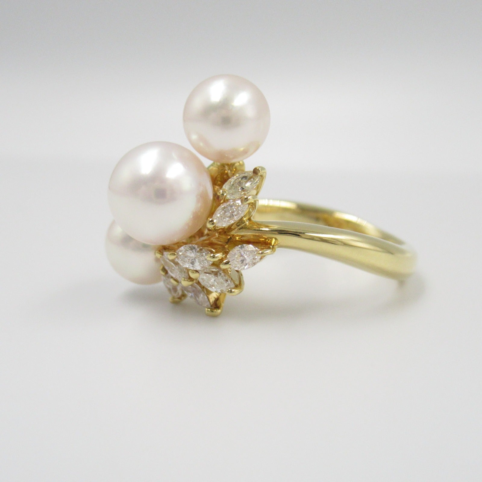 JEWELRY 18K黃金Pearl Diamond Ring珍珠鑽石戒指US#5