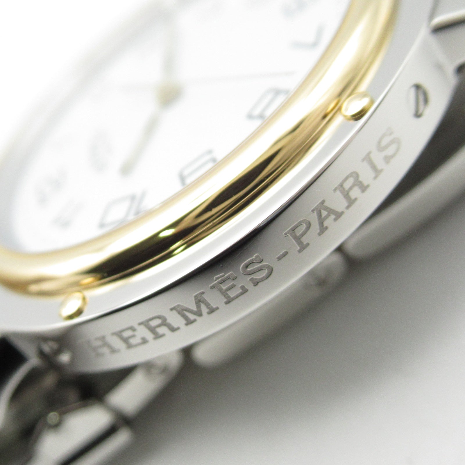 HERMES Clipper CL6.720 Quartz Watch Gold Plated Stainless Steel Pale Blue