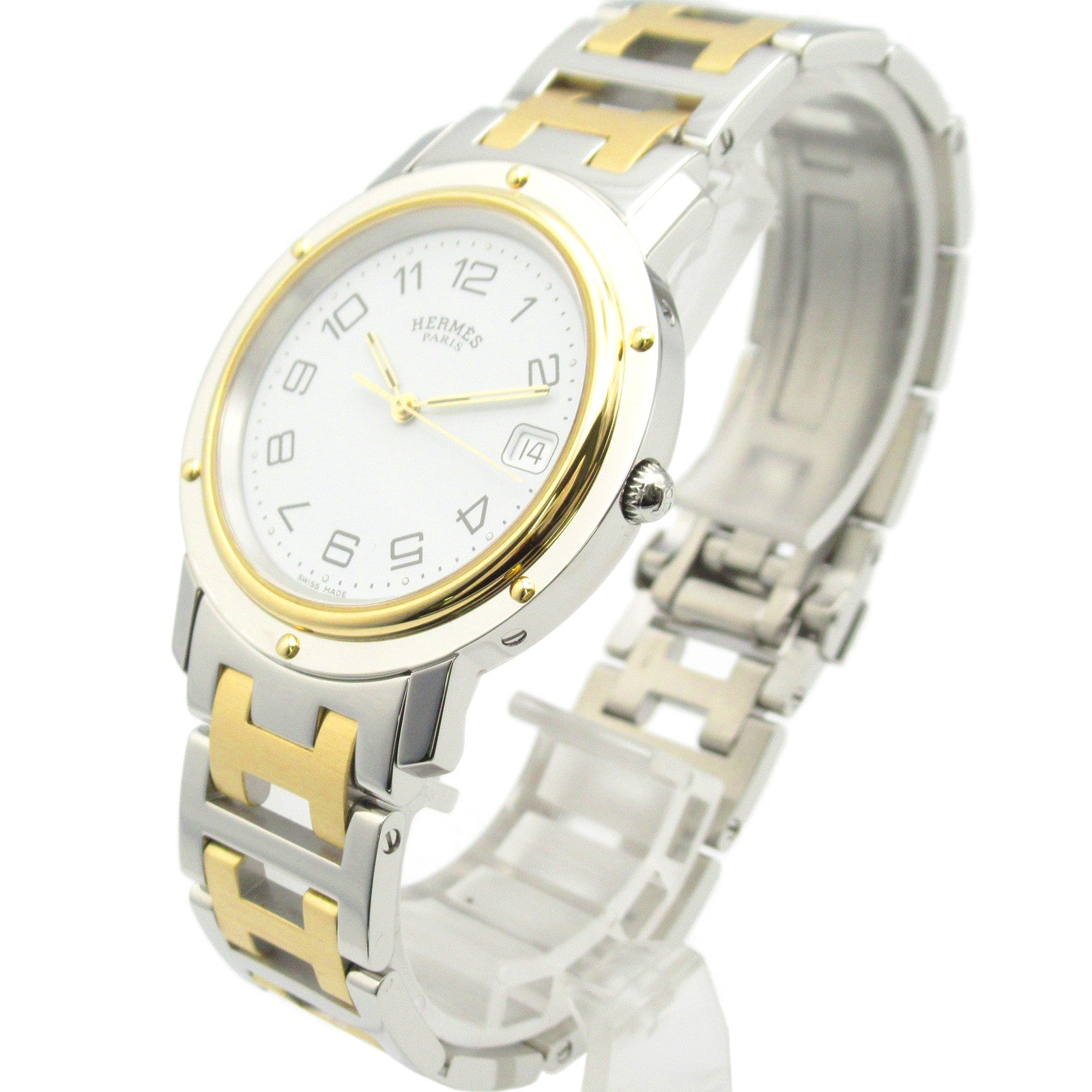 HERMES Clipper CL6.720 Quartz Watch Gold Plated Stainless Steel Pale Blue