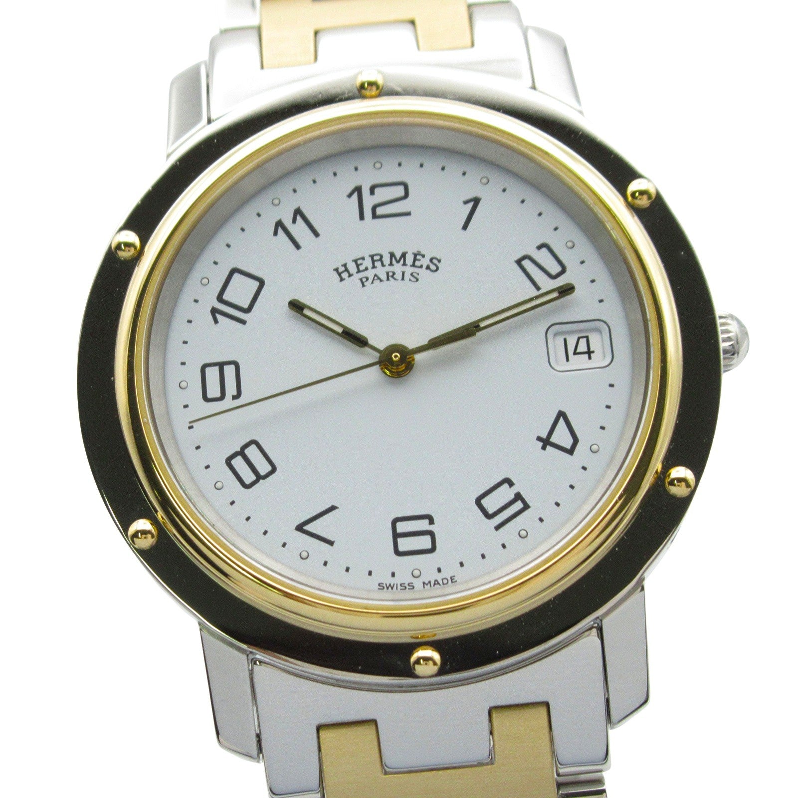 HERMES Clipper CL6.720 Quartz Watch Gold Plated Stainless Steel Pale Blue