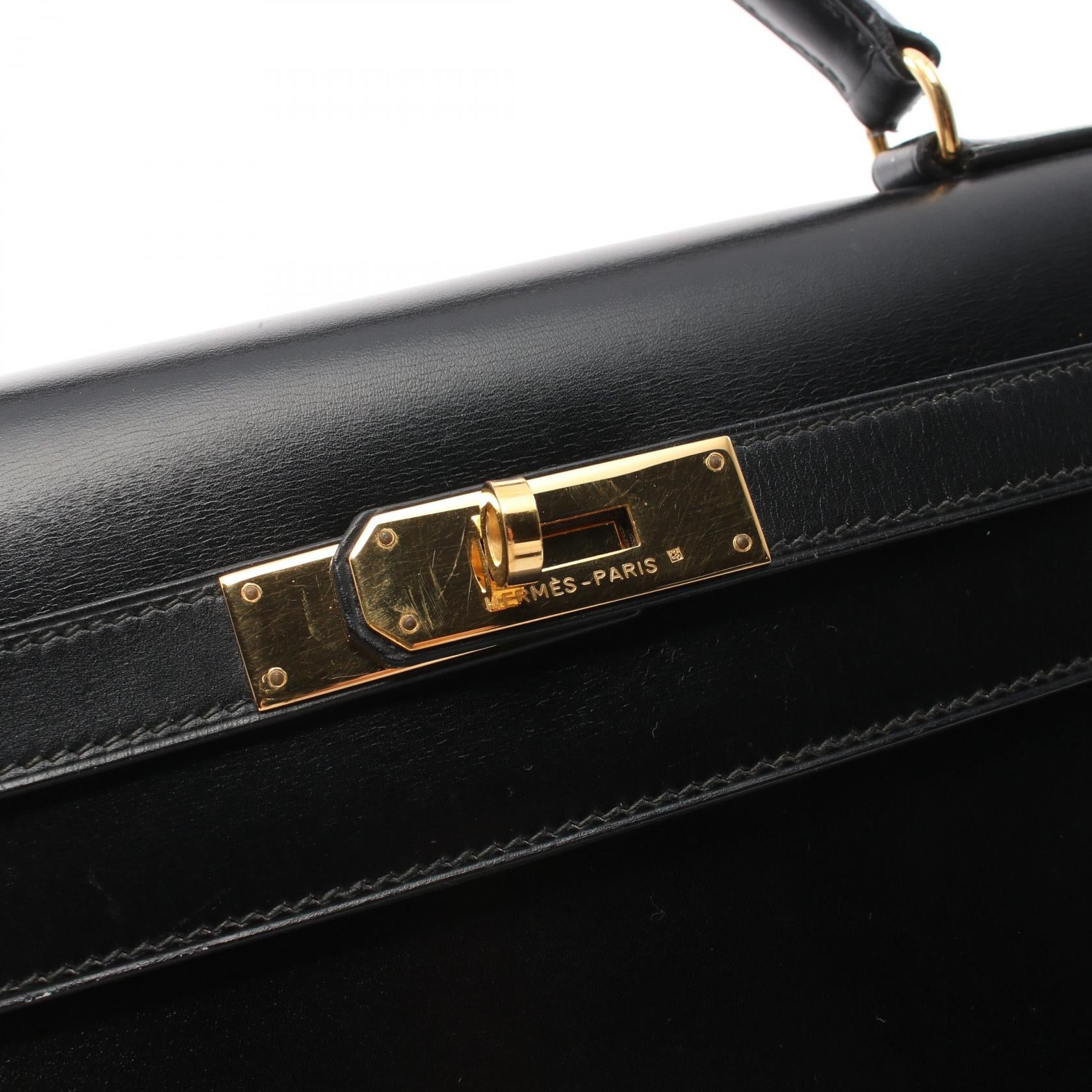 HERMES Box Calf皮革Kelly 32金扣手挽肩背兩用袋