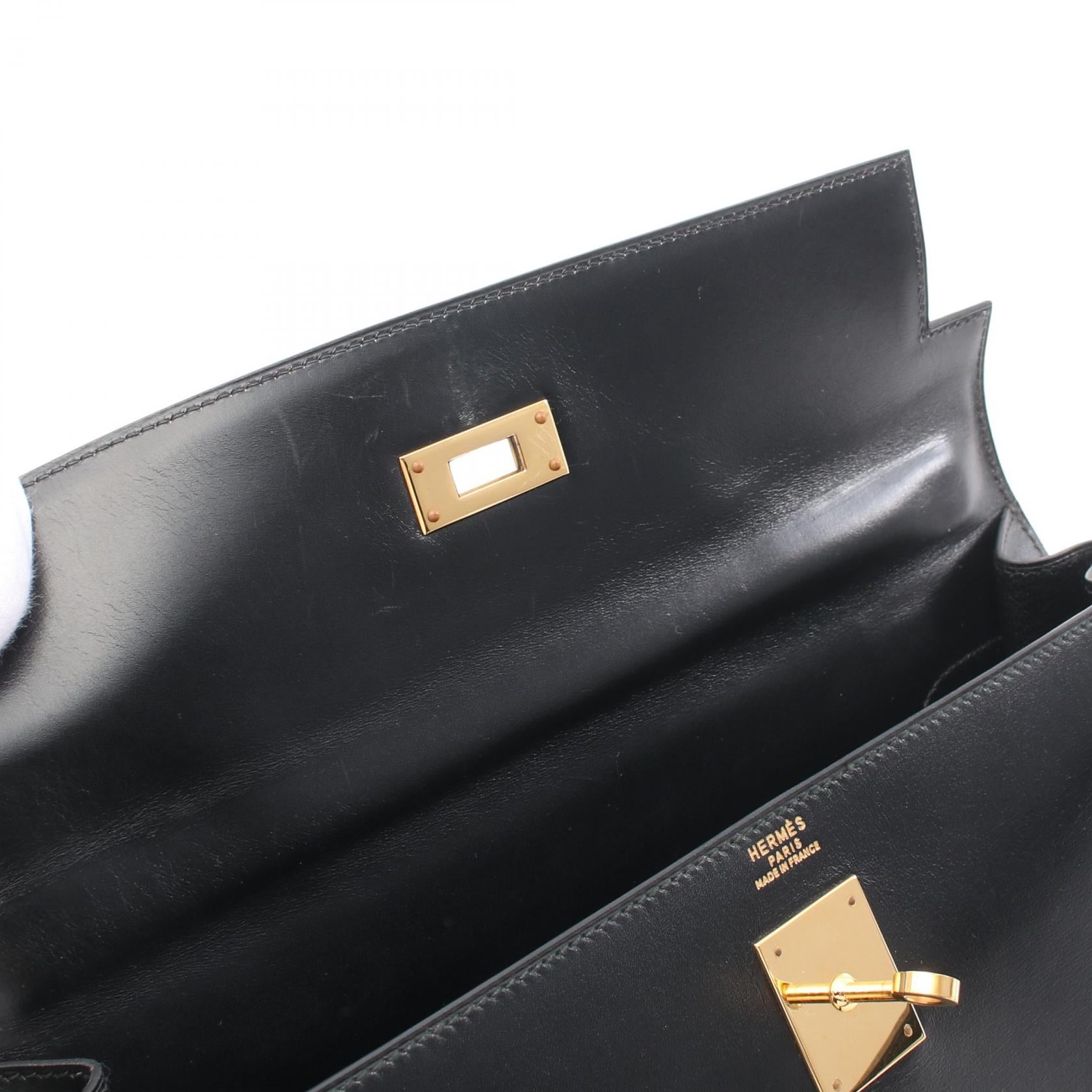 HERMES Box Calf皮革Kelly 32金扣手挽肩背兩用袋