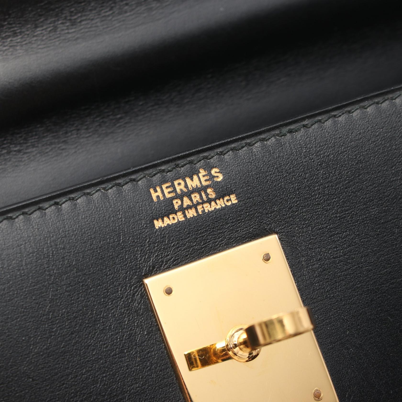 HERMES Box Calf皮革Kelly 32金扣手挽肩背兩用袋