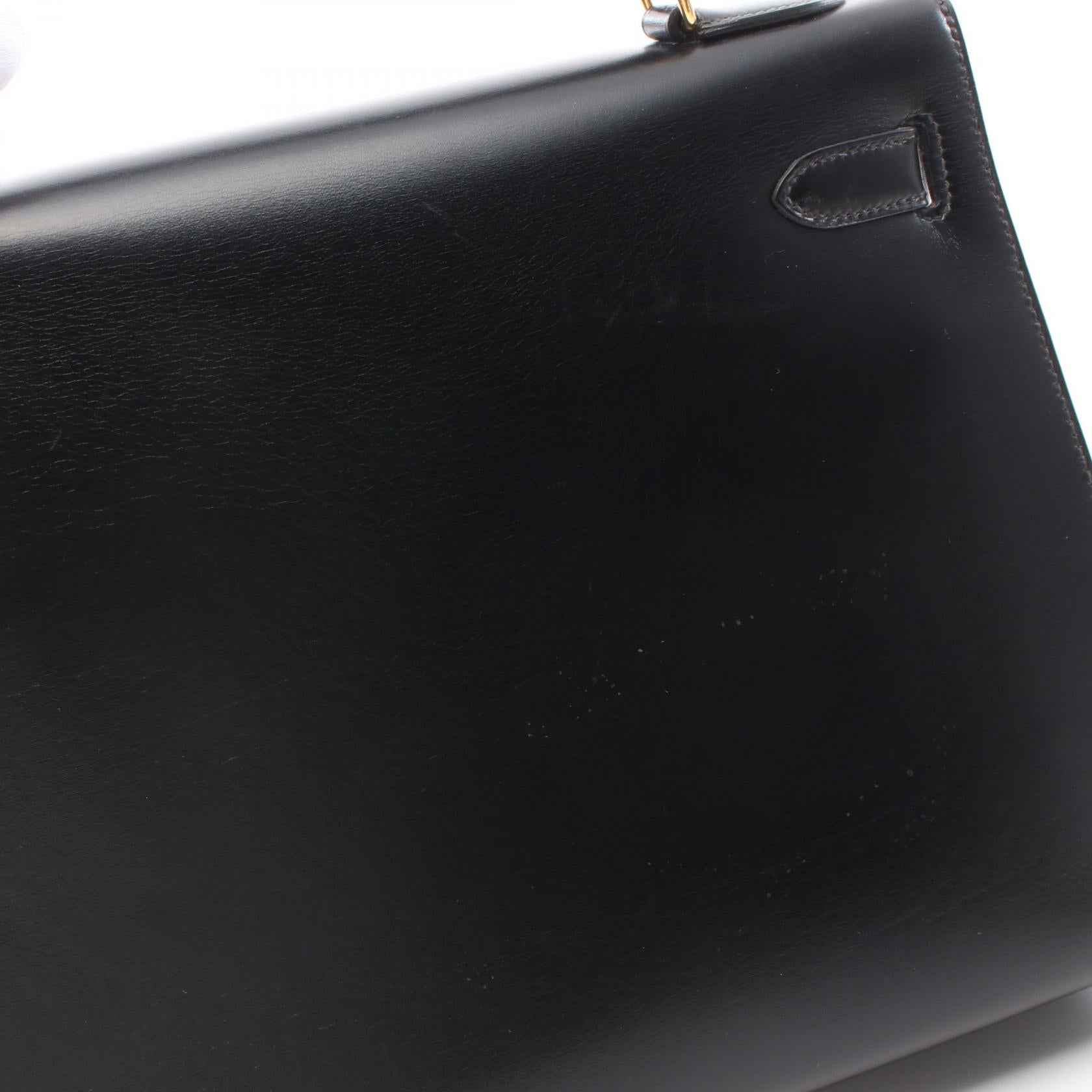 HERMES Box Calf皮革Kelly 32金扣手挽肩背兩用袋