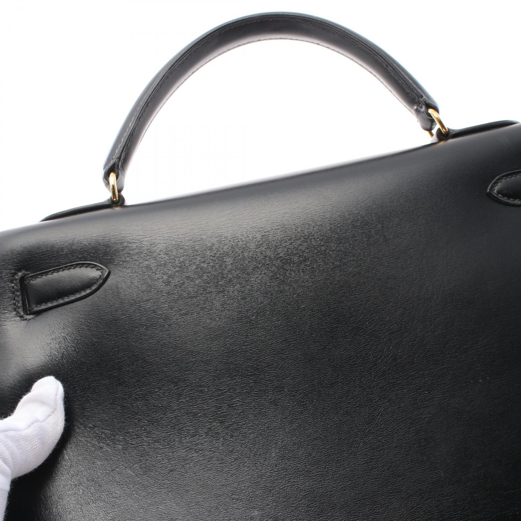 HERMES Box Calf皮革Kelly 32金扣手挽肩背兩用袋