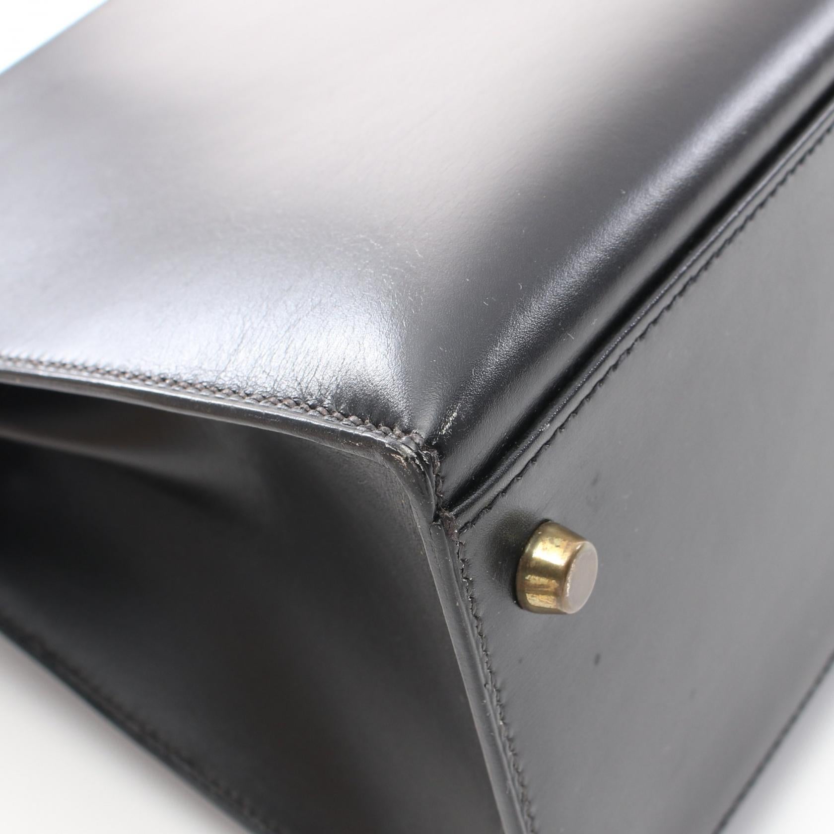 HERMES Box Calf皮革Kelly 32金扣手挽肩背兩用袋