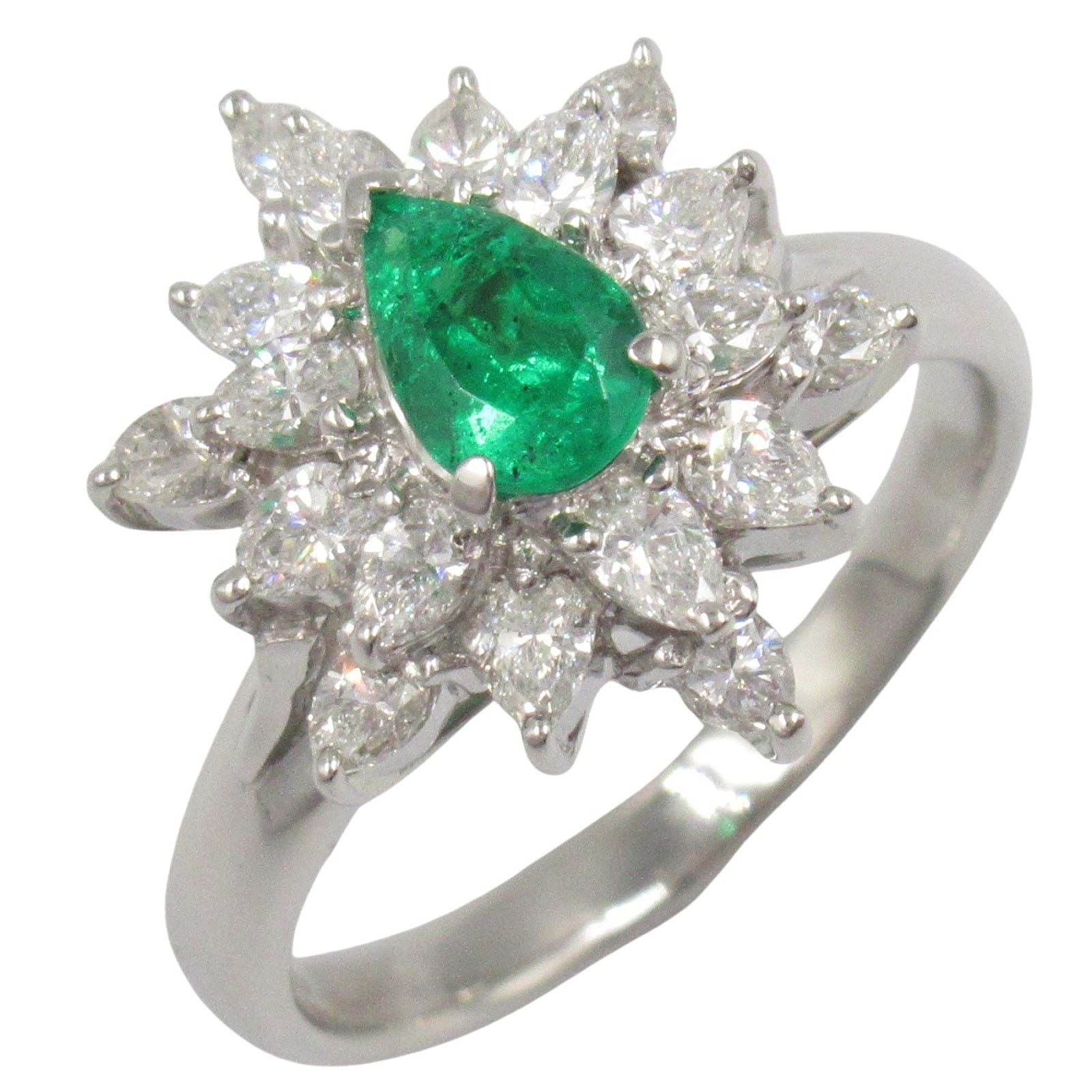 JEWELRY Emerald Diamond Ring PT900 Platinum US#7.75