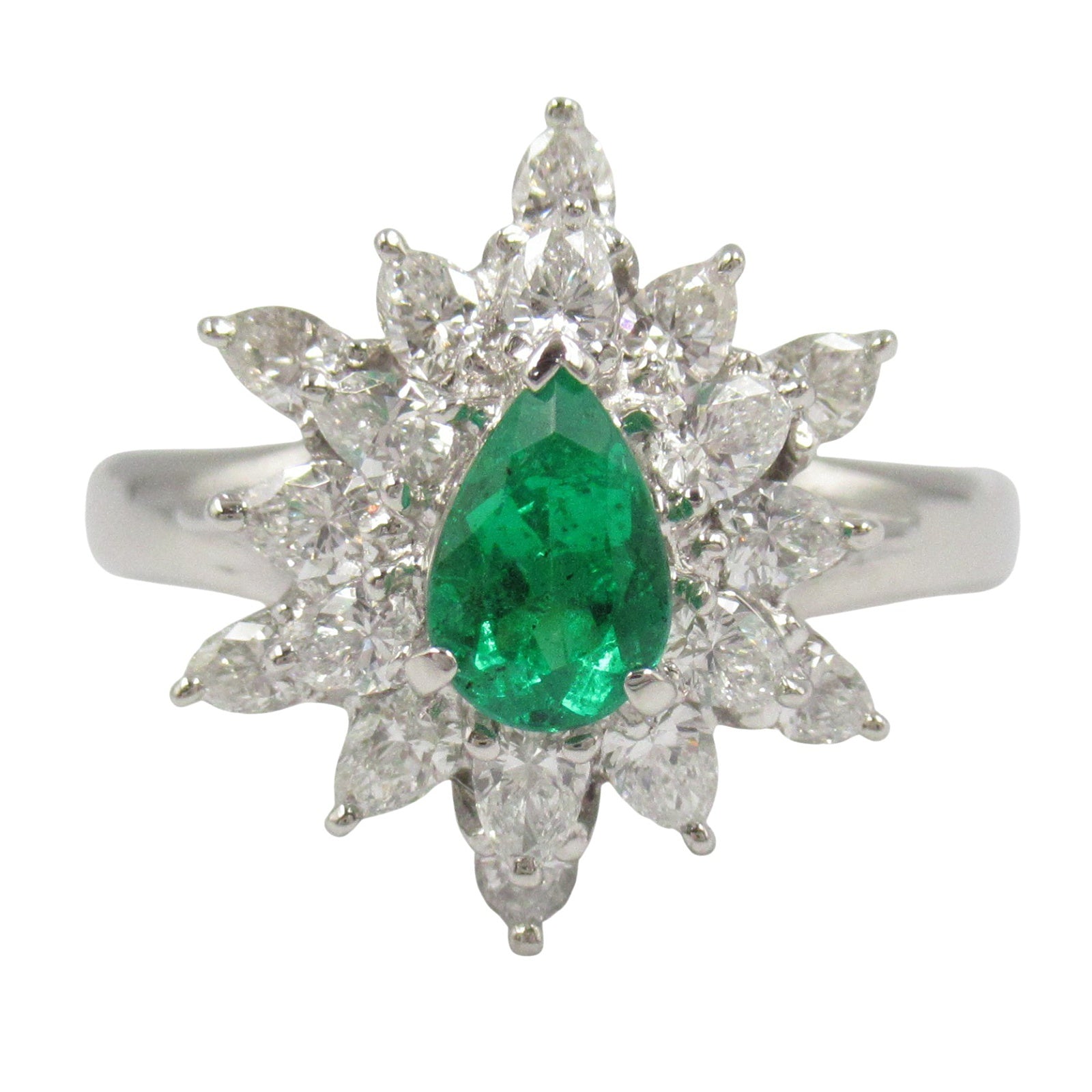 JEWELRY Emerald Diamond Ring PT900 Platinum US#7.75