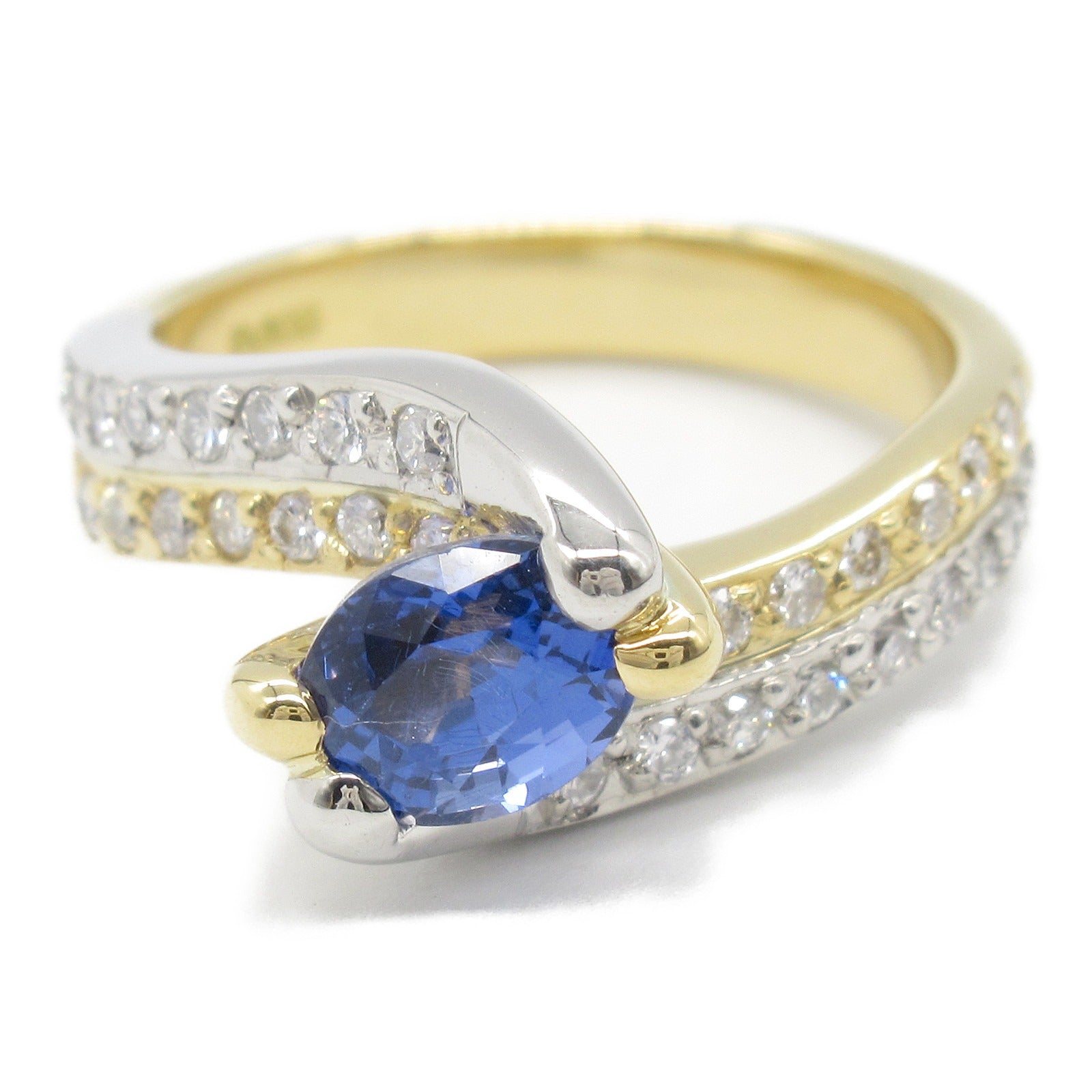 JEWELRY 18K黃金Sapphire Diamond Ring藍寶石/鑽石戒指US#5.5