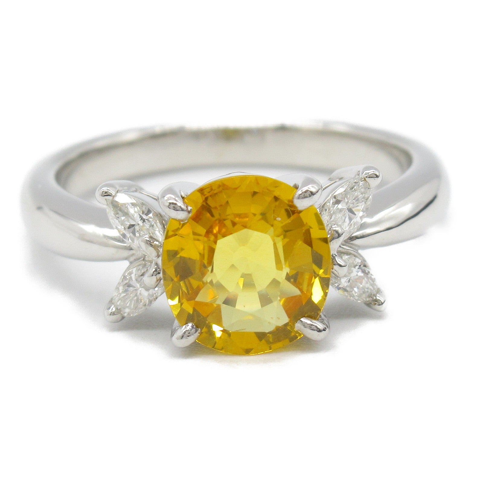 JEWELRY PT900鉑金Yellow Sapphire Diamond Ring戒指US#5.25