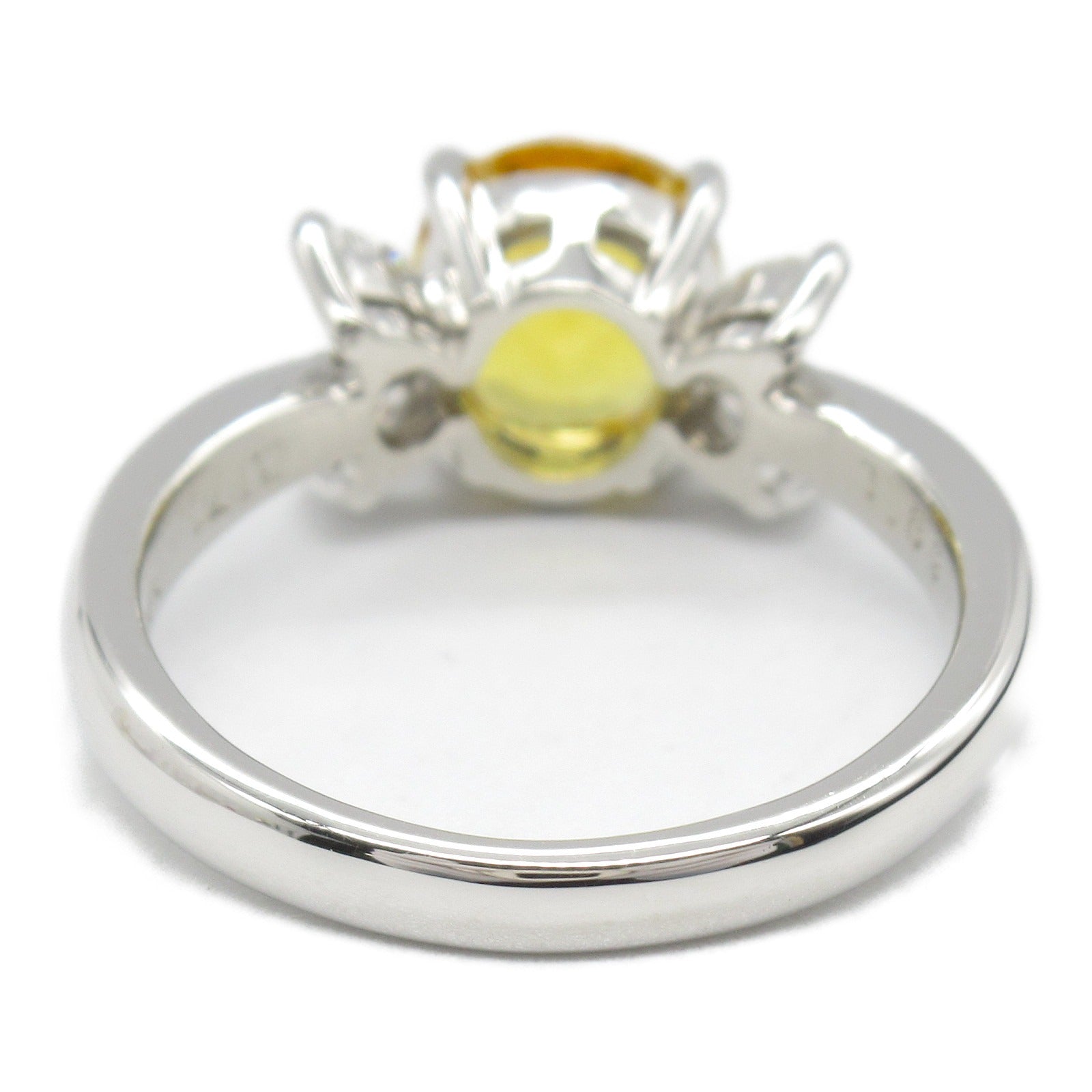 JEWELRY PT900鉑金Yellow Sapphire Diamond Ring戒指US#5.25