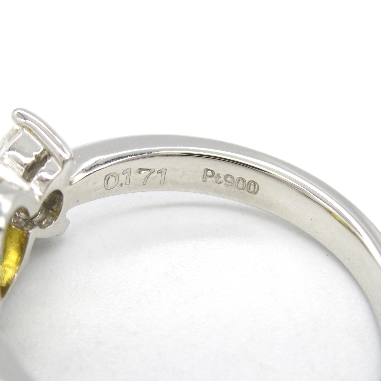 JEWELRY PT900鉑金Yellow Sapphire Diamond Ring戒指US#5.25
