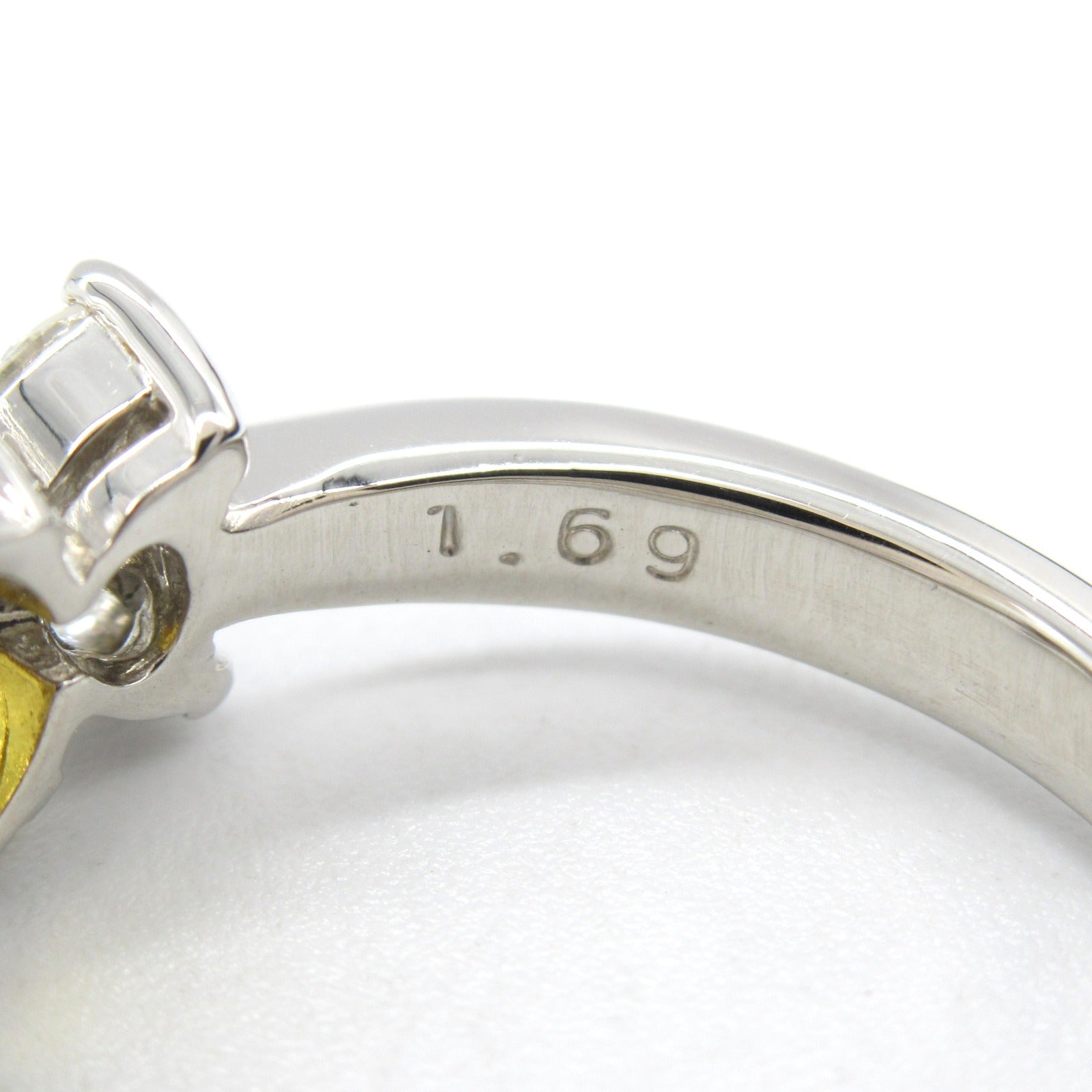 JEWELRY PT900鉑金Yellow Sapphire Diamond Ring戒指US#5.25