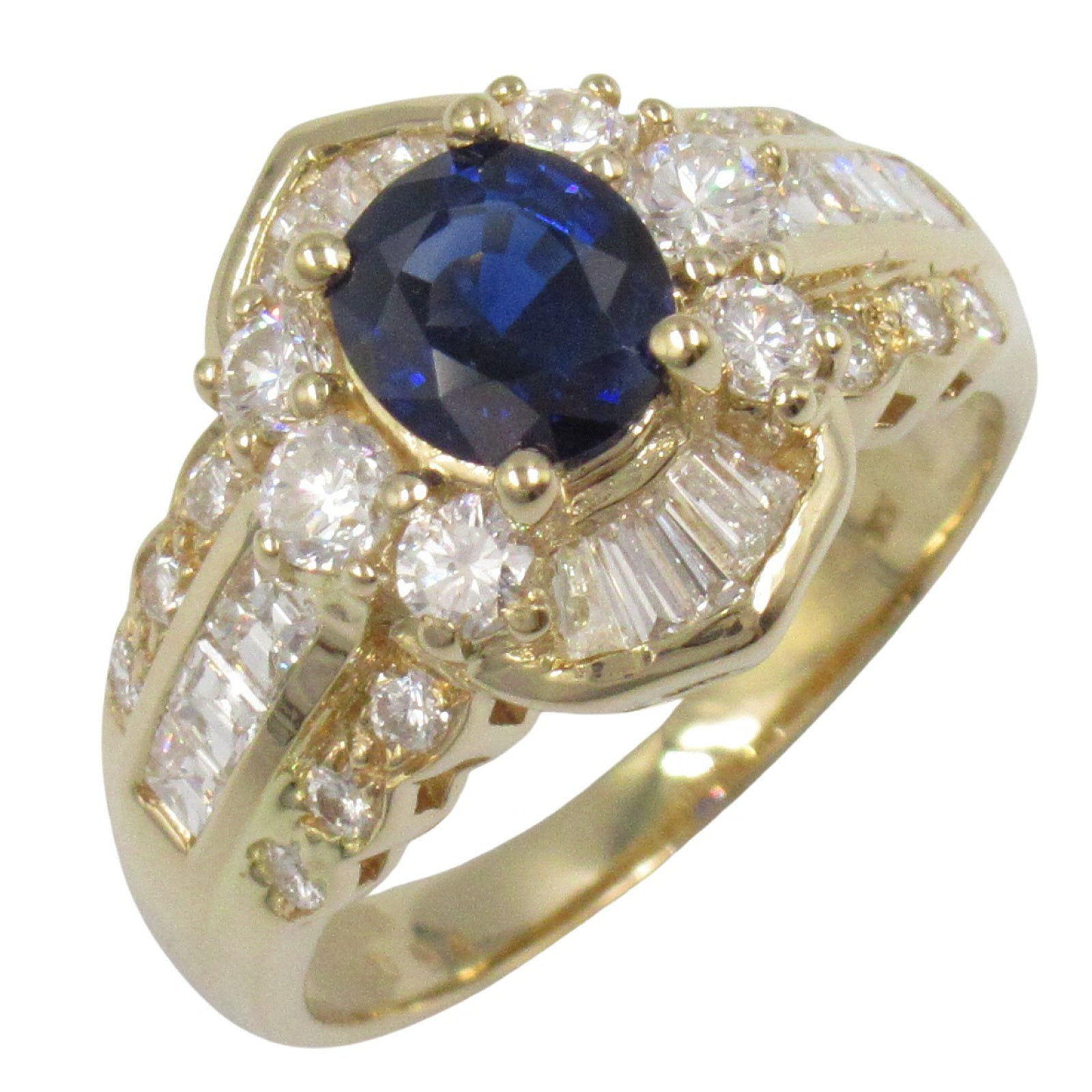 JEWELRY 18K黃金Sapphire Ring藍寶石/鑽石戒指US#5.25