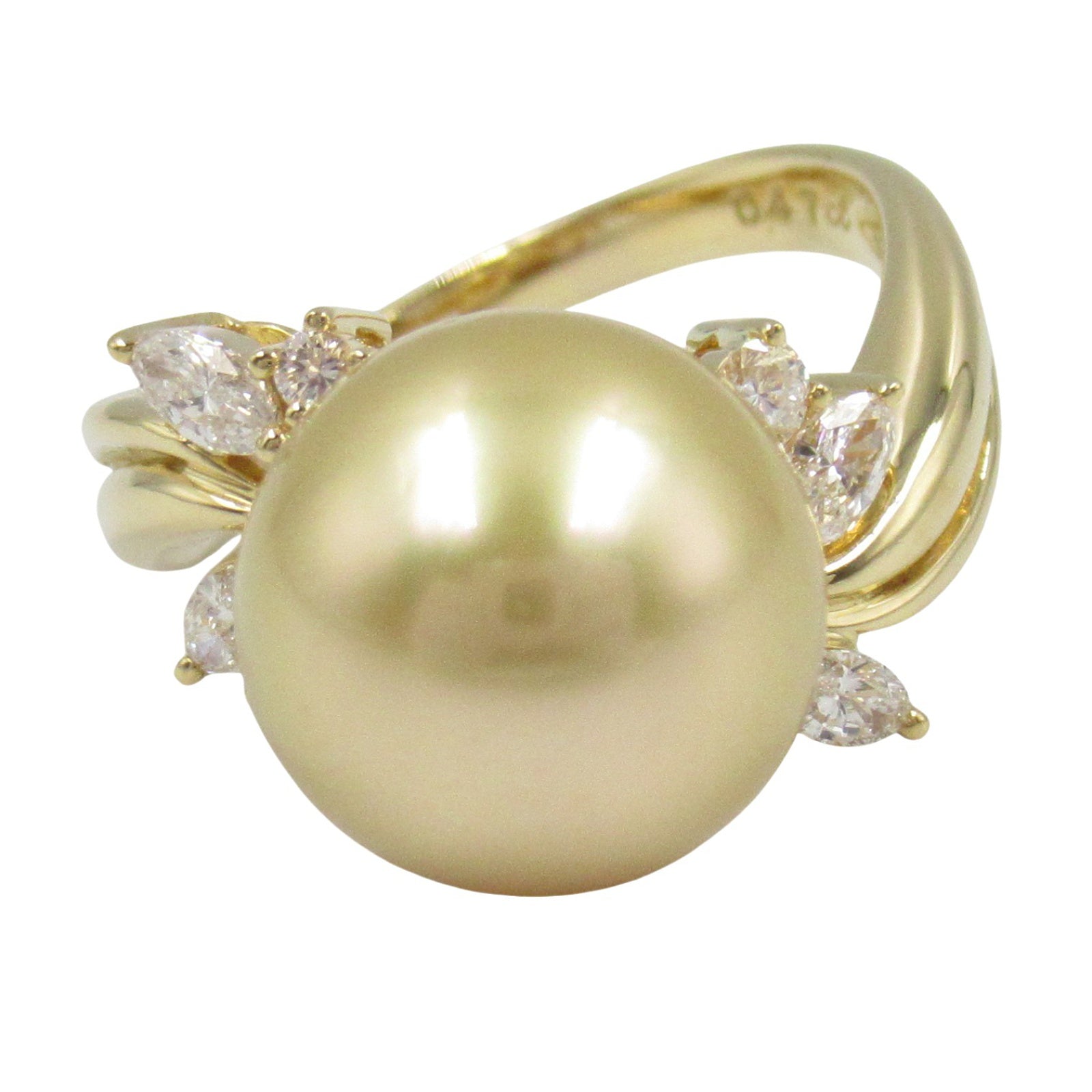 JEWELRY 18K黃金Pearl Diamond Ring珍珠鑽石戒指US#6