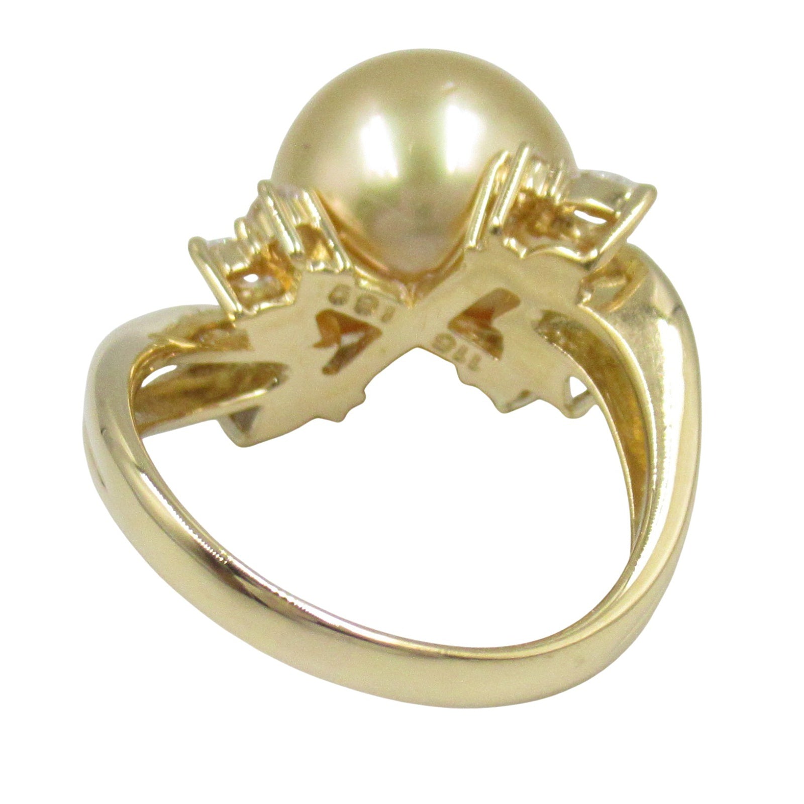 JEWELRY 18K黃金Pearl Diamond Ring珍珠鑽石戒指US#6