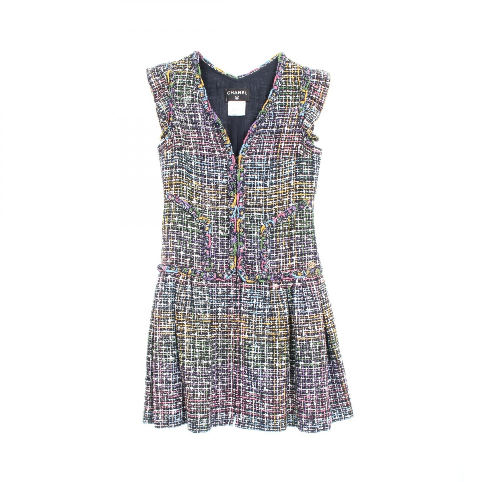CHANEL Cotton Tweed Dress Sleeveless連身裙