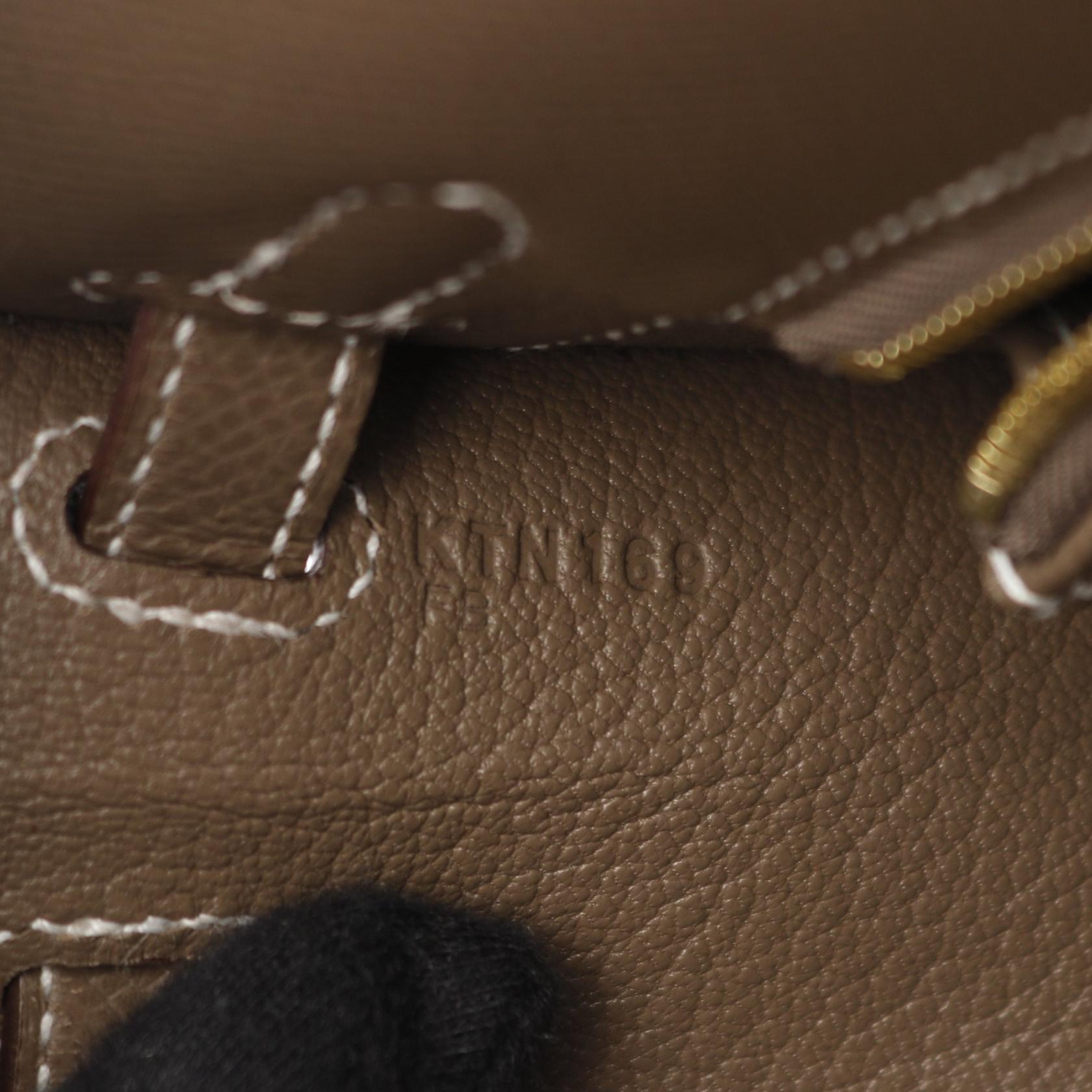 HERMES Epsom皮革Kelly 25金扣手挽肩背兩用袋Etoupe