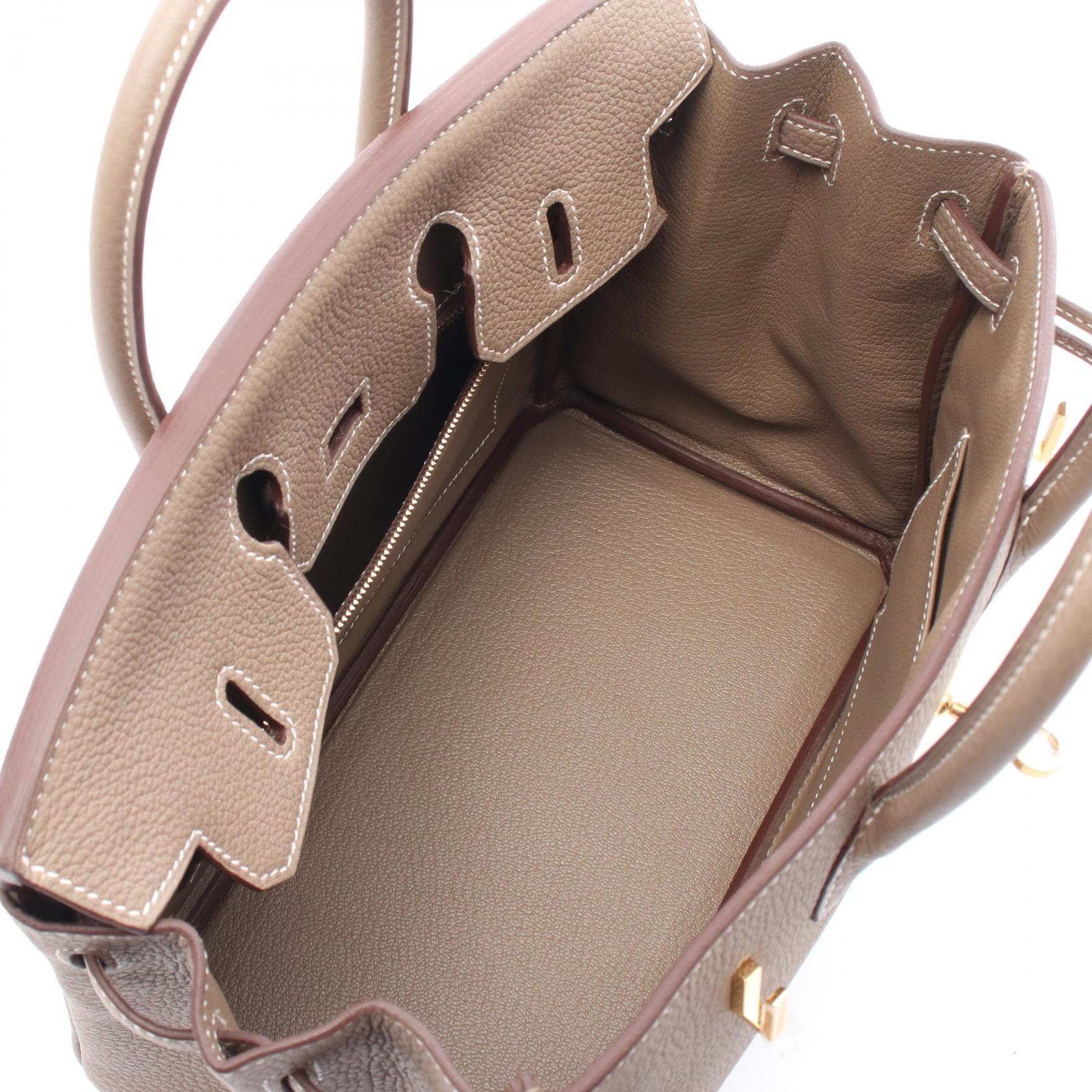 HERMES Togo皮革Birkin 25金扣手挽袋Etoupe
