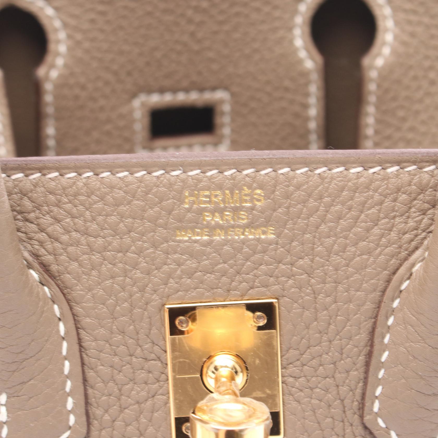 HERMES Togo皮革Birkin 25金扣手挽袋Etoupe