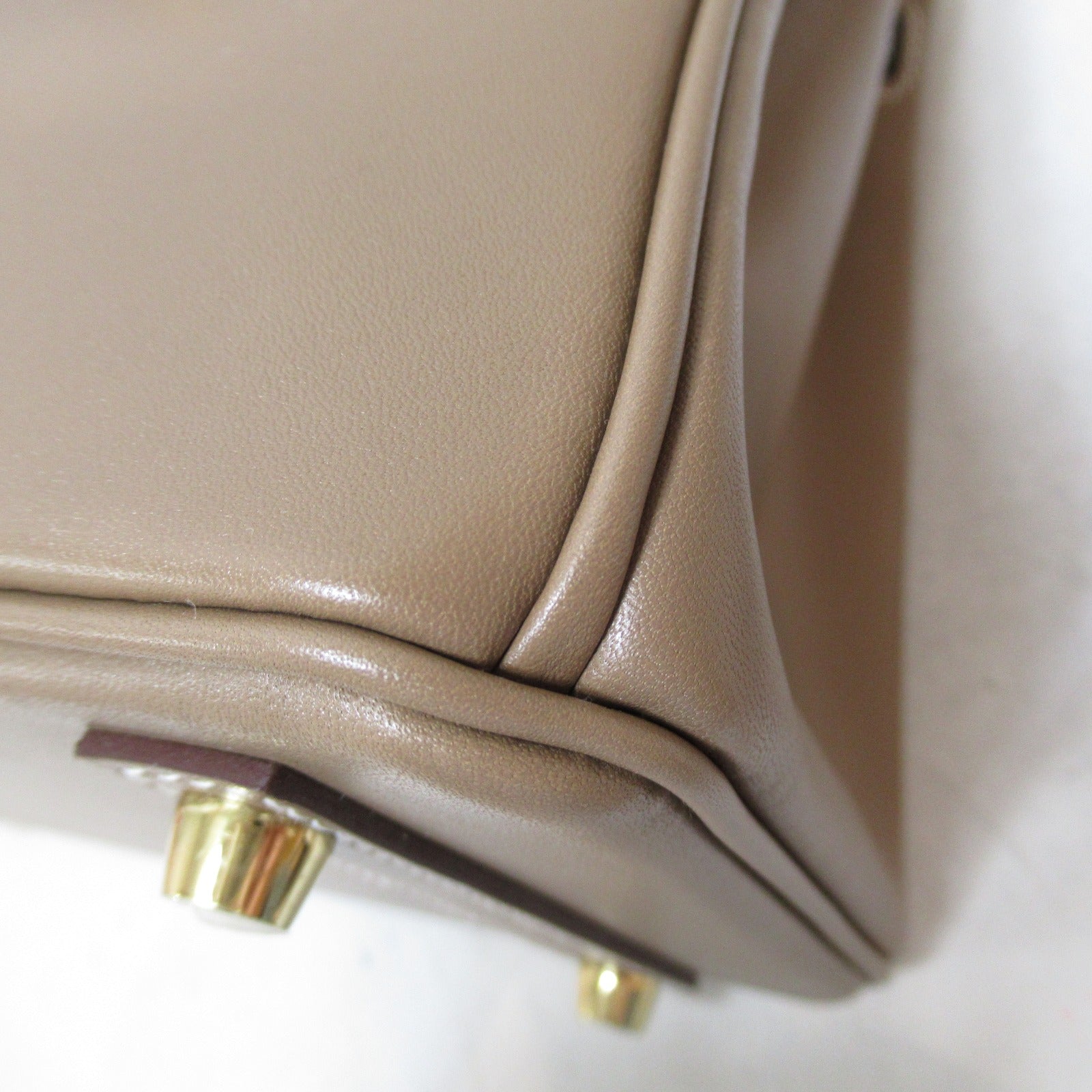 HERMES 【清倉大減價】皮革Birkin 25金扣手挽袋Etoupe