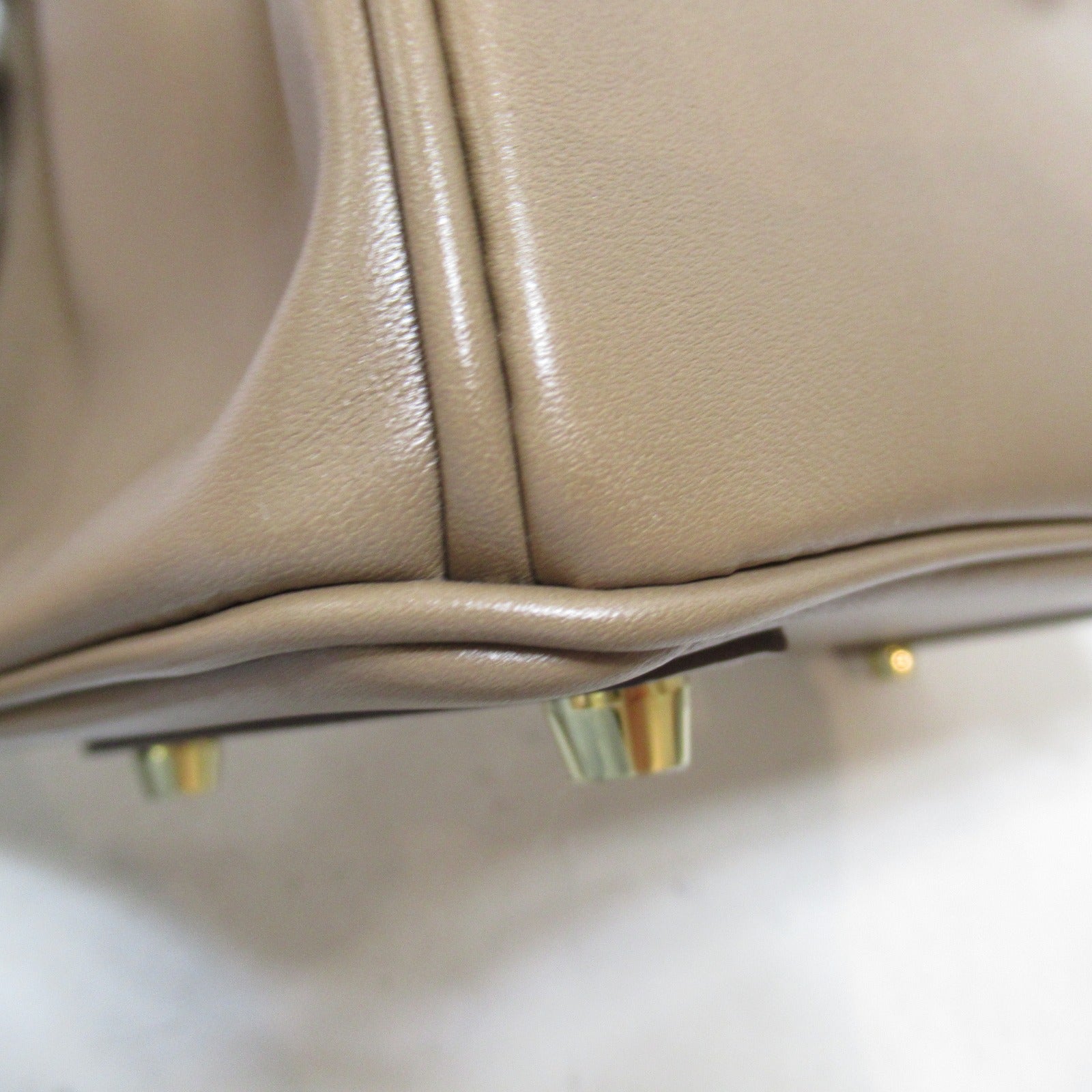 HERMES 【清倉大減價】皮革Birkin 25金扣手挽袋Etoupe