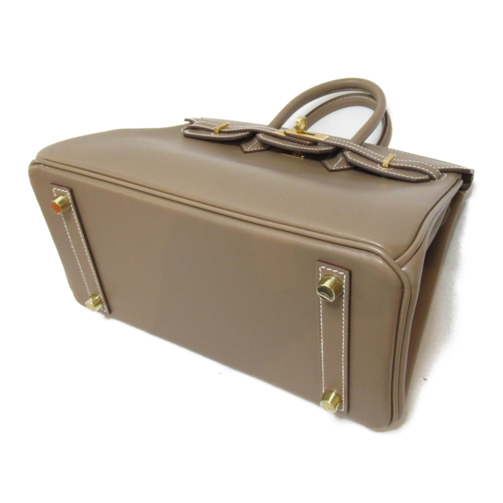 HERMES 【清倉大減價】皮革Birkin 25金扣手挽袋Etoupe