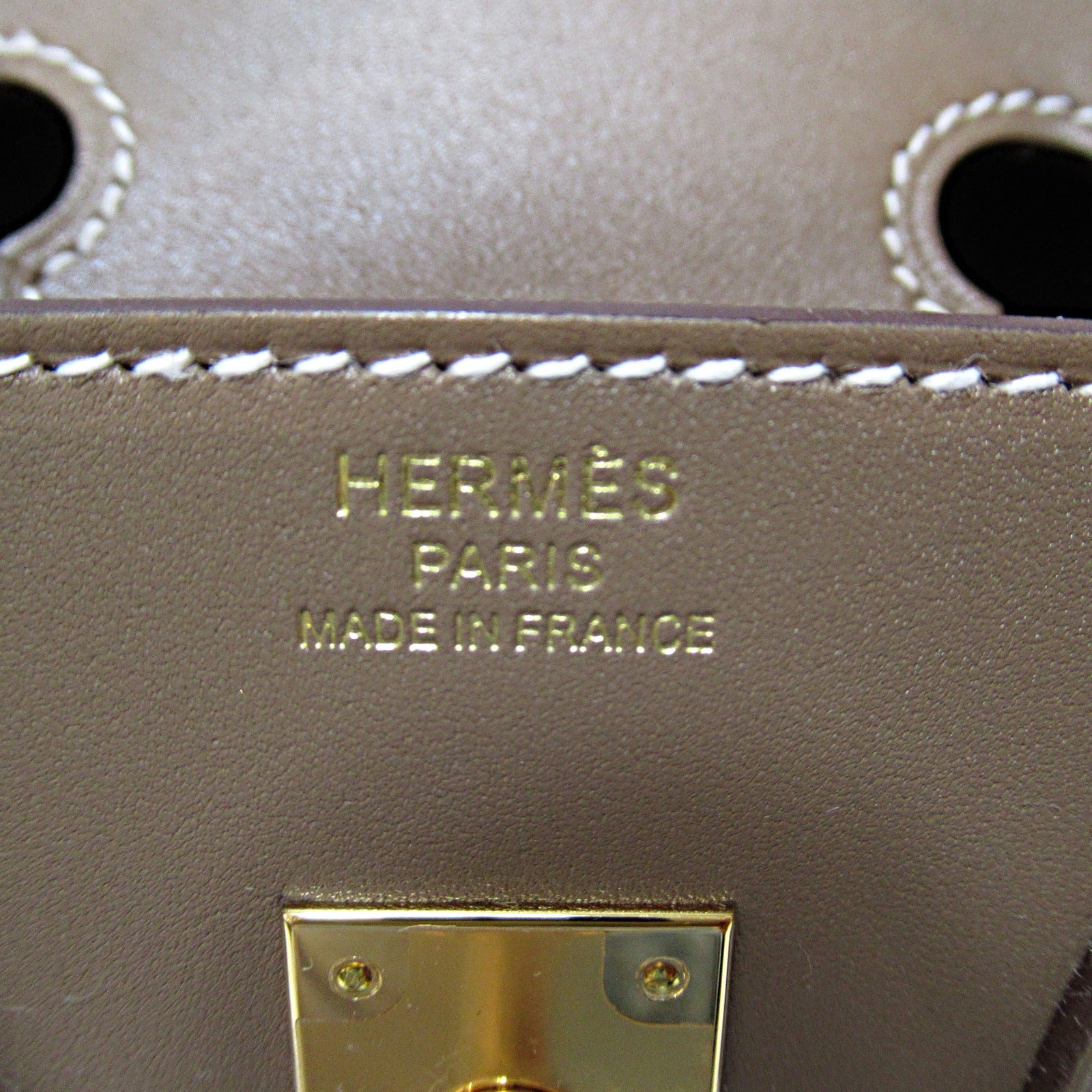 HERMES 【清倉大減價】皮革Birkin 25金扣手挽袋Etoupe