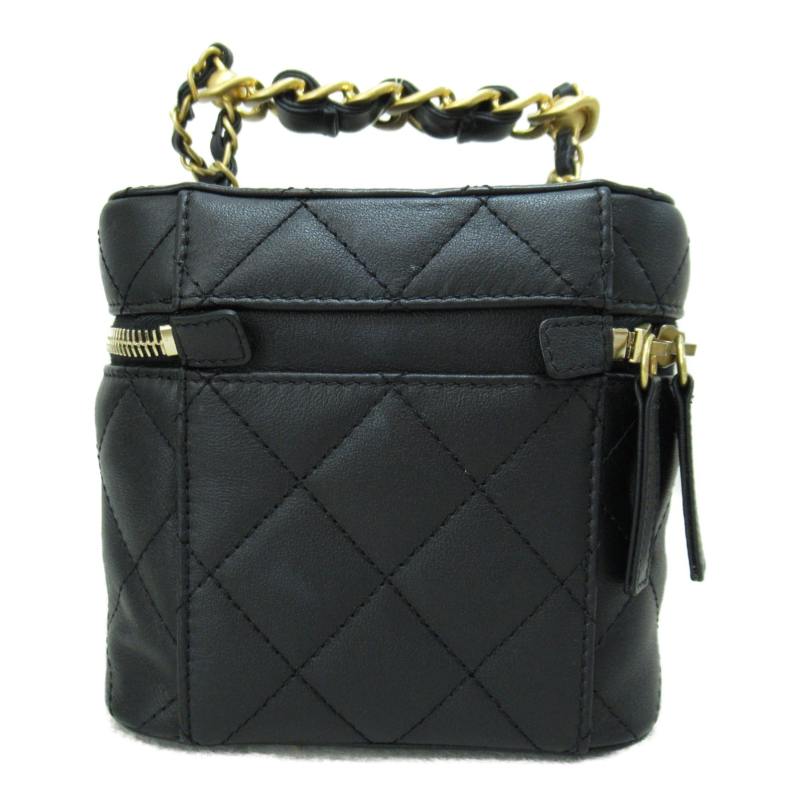 CHANEL 【激減優惠】菱格皮革Vanity  Bag金扣手挽肩背兩用袋黑色