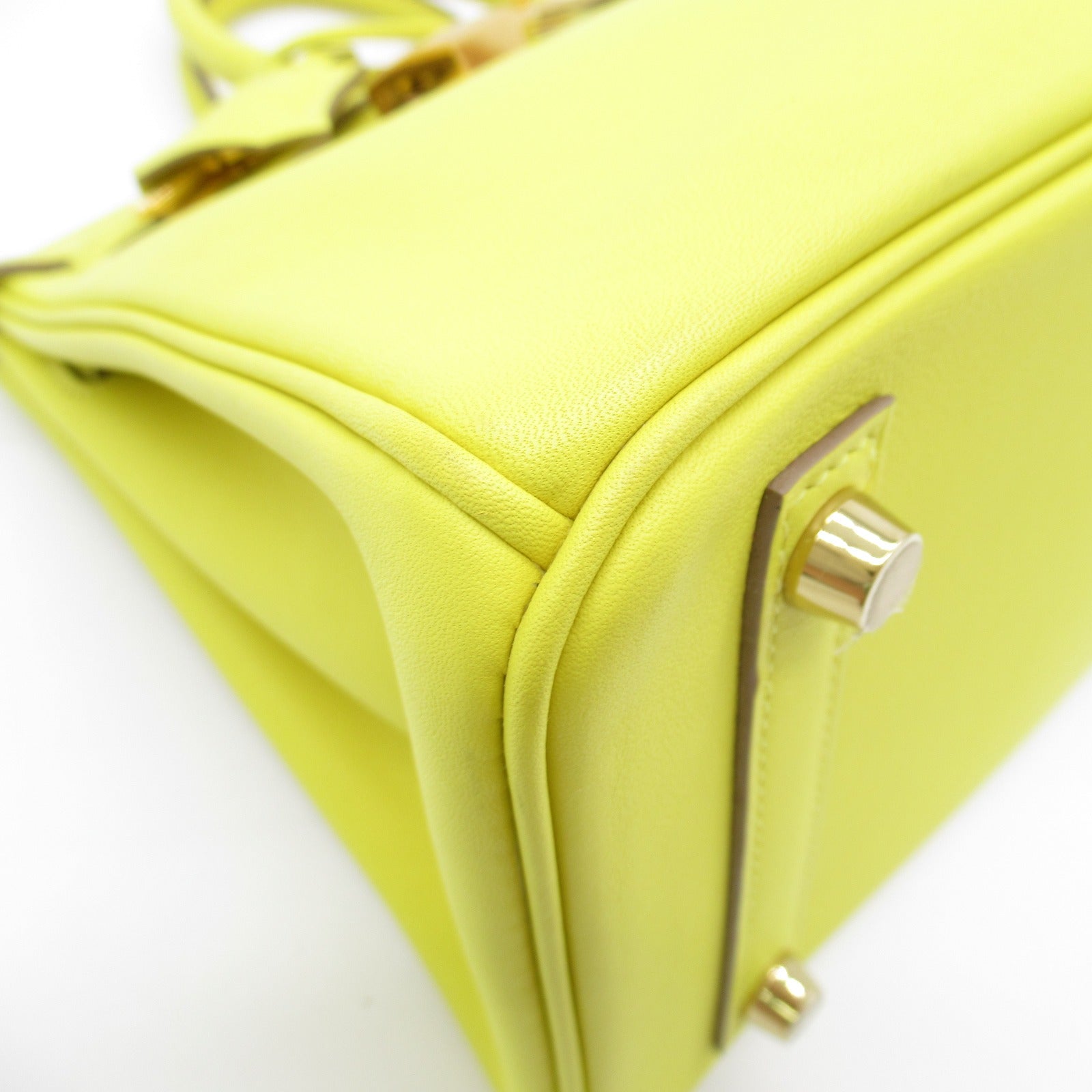 HERMES 【激減優惠】Swift皮革Birkin 25金扣手挽袋Lime/黃色