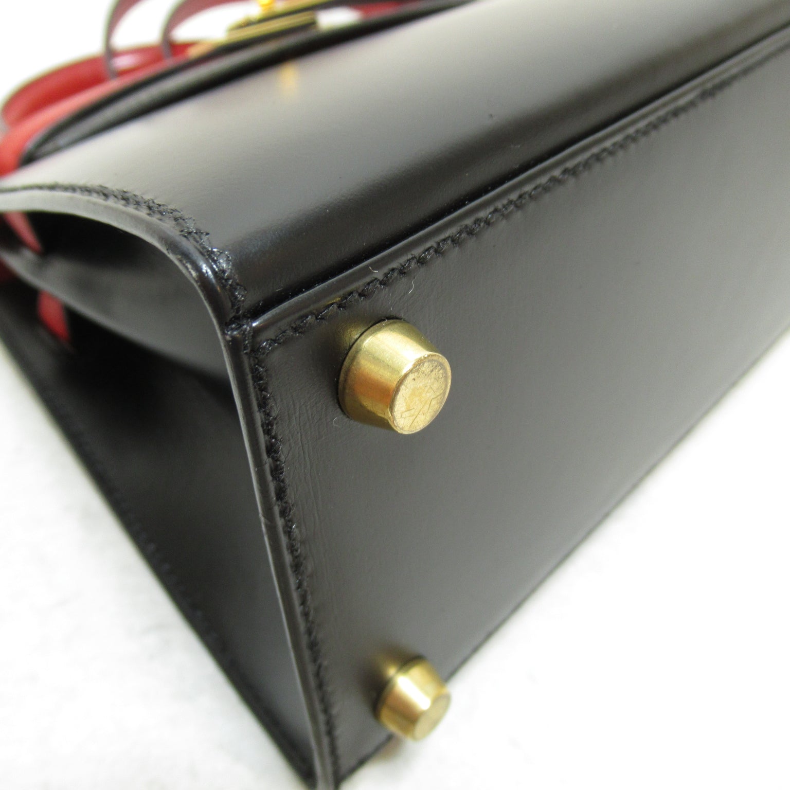 HERMES 【激減優惠】Box Calf皮革Mini Kelly金扣手挽肩背兩用袋Noir/Rouge/黑色/紅色