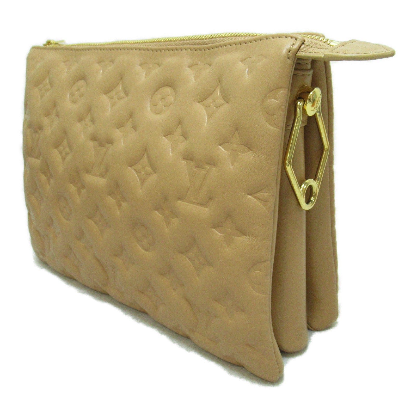 LOUIS VUITTON 【激減優惠】羊皮皮革Coussin PM 2 Way Shoulder Bag Handbag金扣手挽肩背兩用袋米色