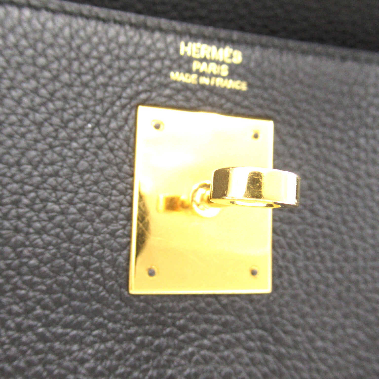 HERMES Togo皮革Kelly 28金扣手挽肩背兩用袋Noir/黑色