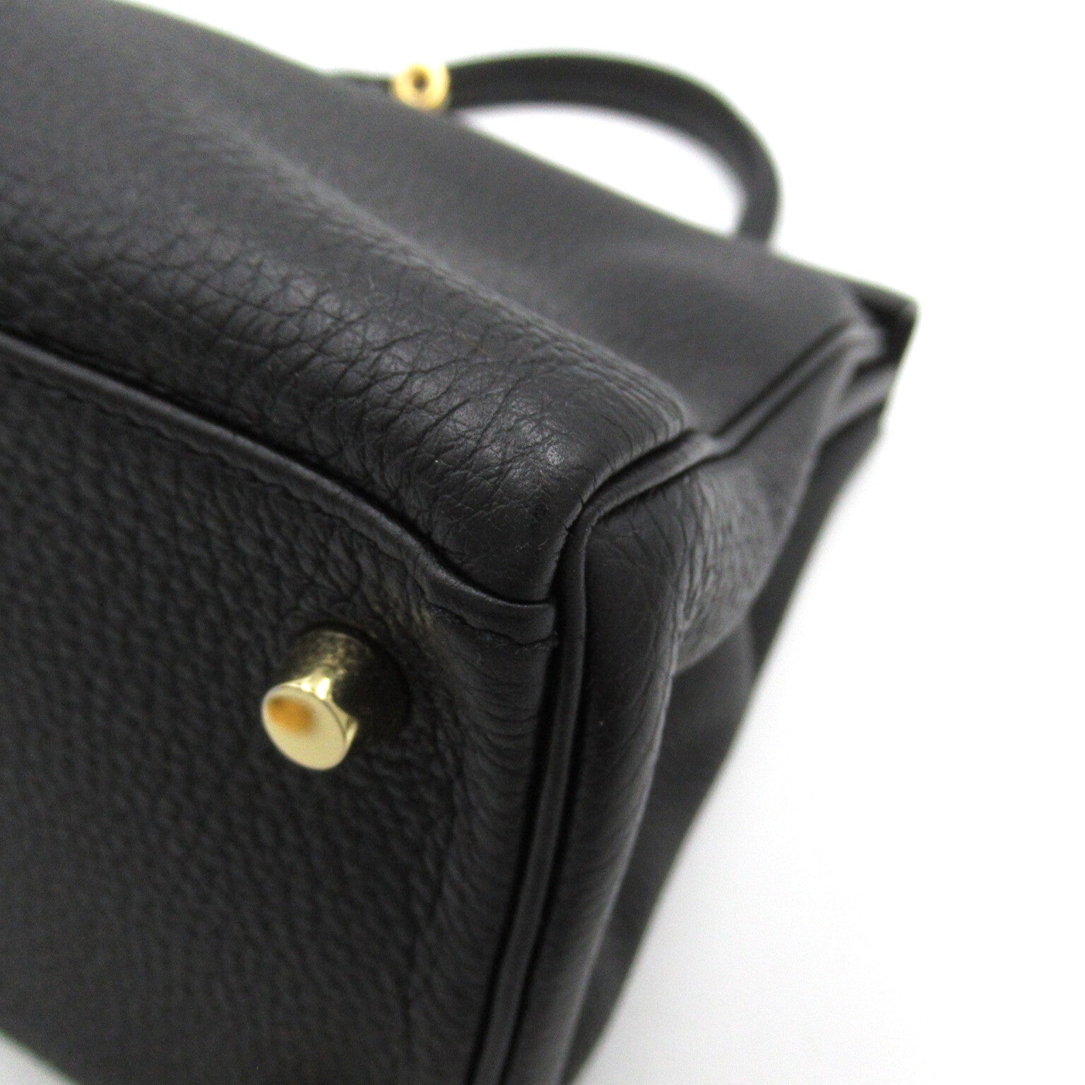HERMES Togo皮革Kelly 28金扣手挽肩背兩用袋Noir/黑色