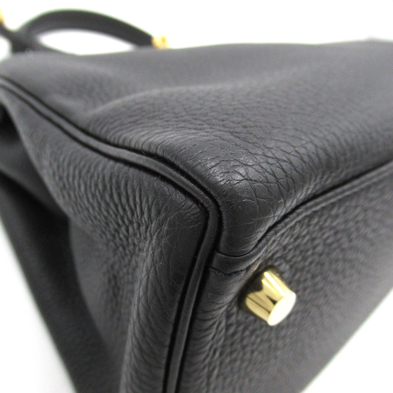 HERMES Togo皮革Kelly 28金扣手挽肩背兩用袋Noir/黑色