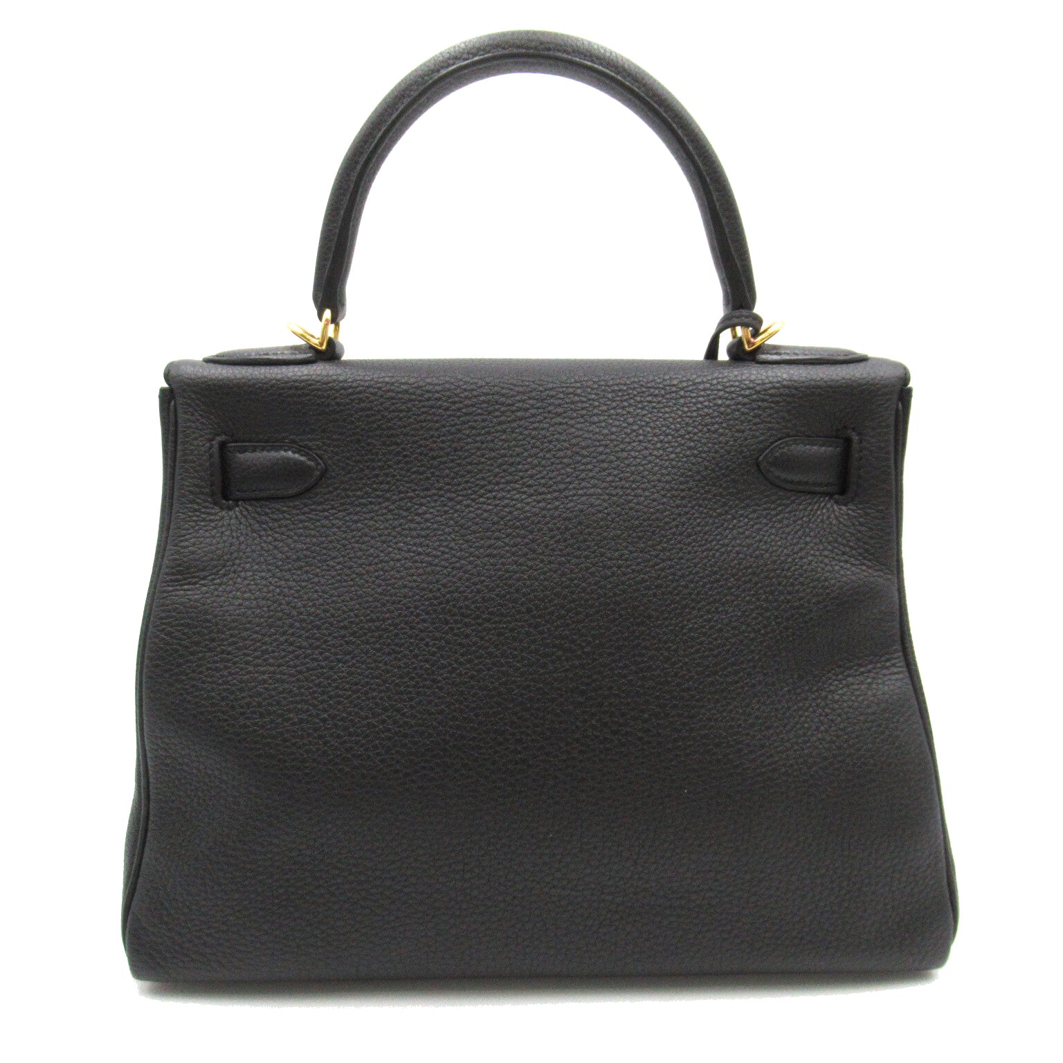 HERMES Togo皮革Kelly 28金扣手挽肩背兩用袋Noir/黑色