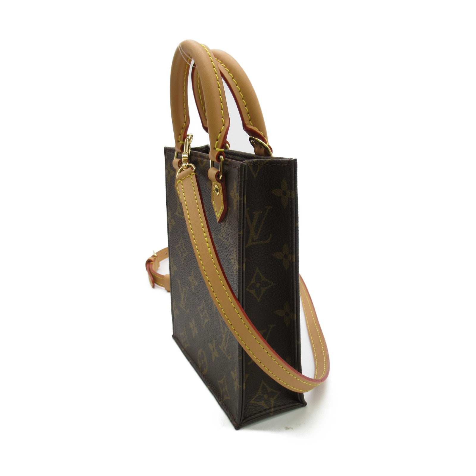LOUIS VUITTON **【激減優惠】Monogram Petit Sac Plat金扣手挽肩背兩用袋啡色