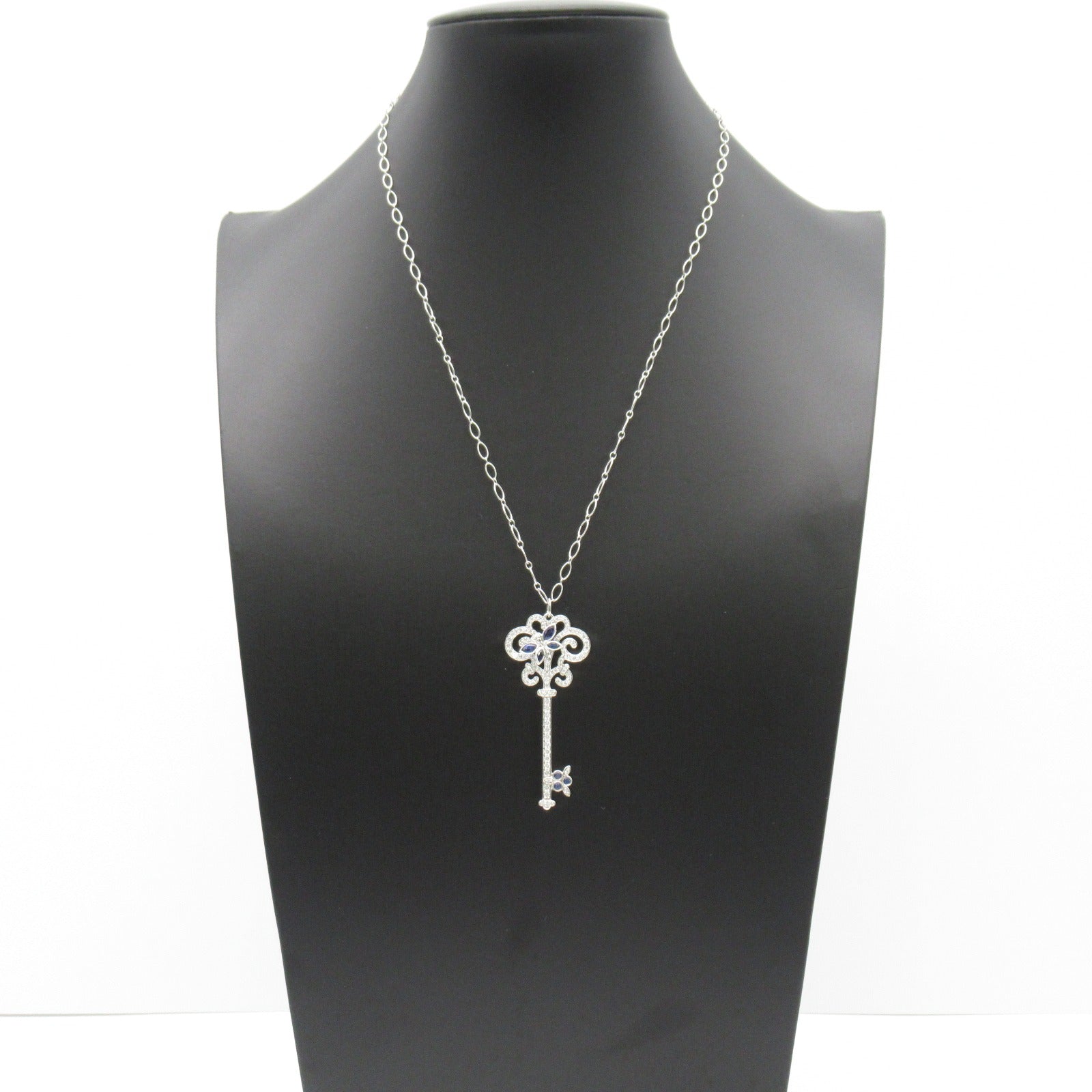 TIFFANY＆CO 【激減優惠】PT950鉑金/18K白金Enchanted Sapphire Diamond Key Necklace項鍊