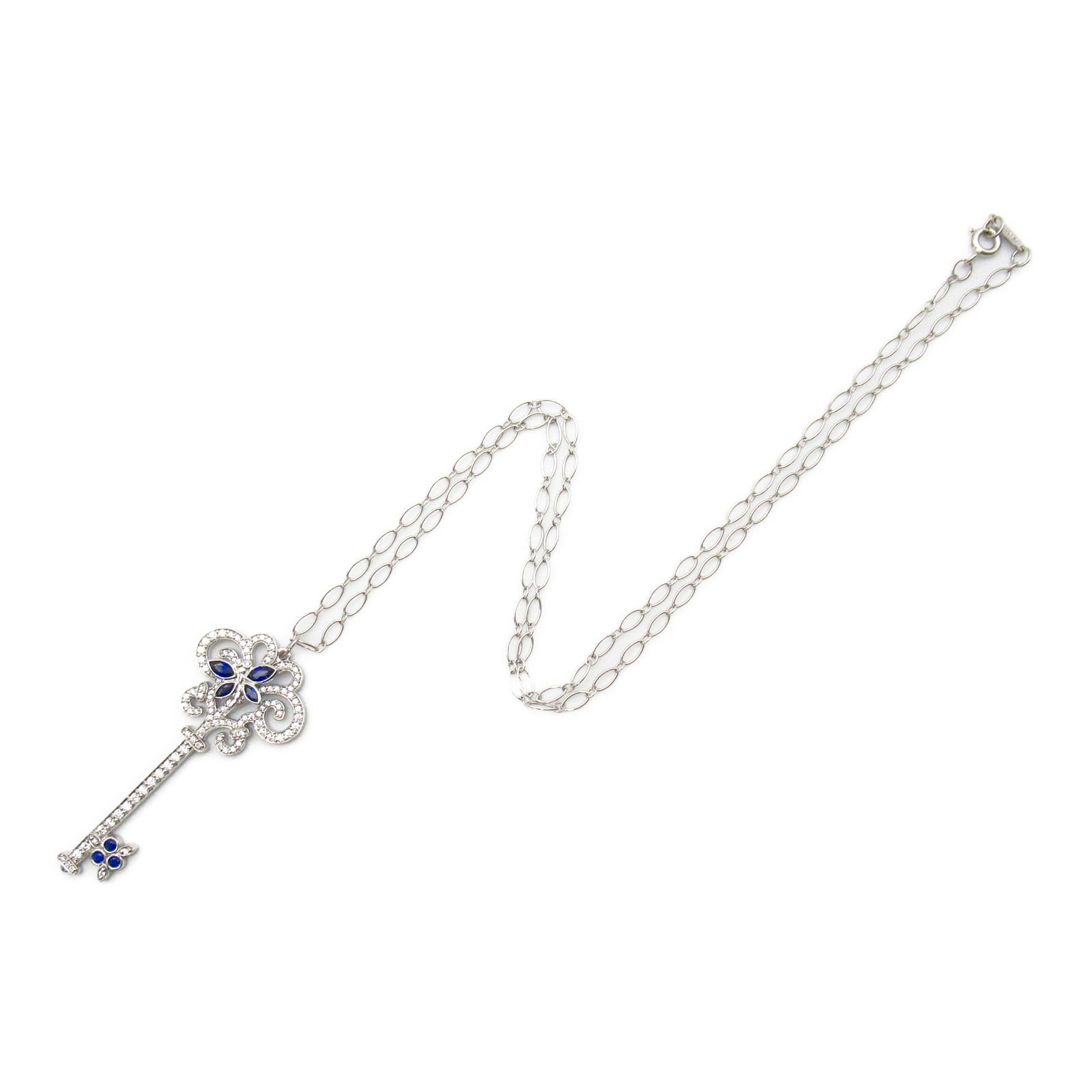 TIFFANY＆CO 【激減優惠】PT950鉑金/18K白金Enchanted Sapphire Diamond Key Necklace項鍊