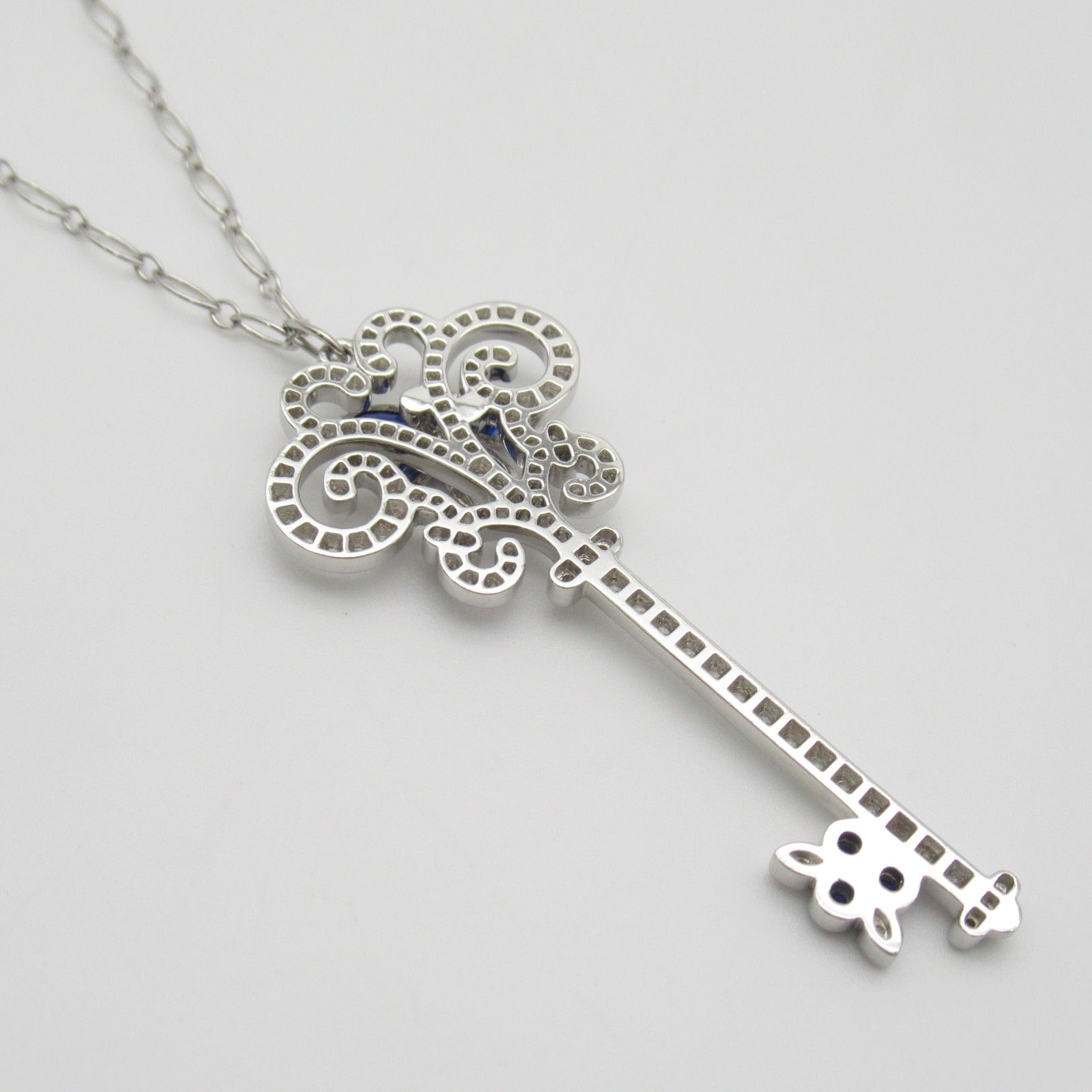 TIFFANY＆CO 【激減優惠】PT950鉑金/18K白金Enchanted Sapphire Diamond Key Necklace項鍊