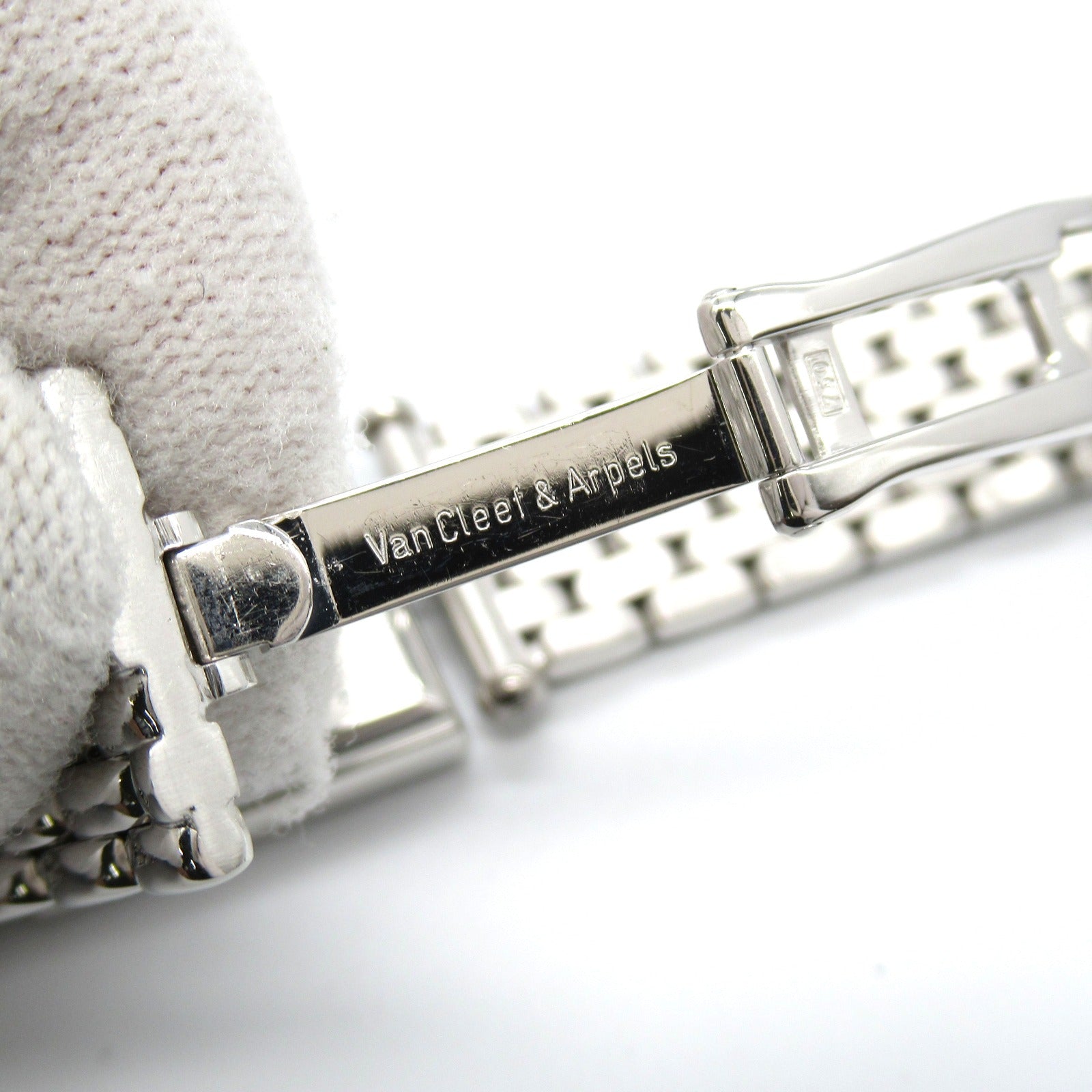 Van Cleef & Arpels Classic Square Diamond Watch 18K白金手錶石英機芯珍珠藍色