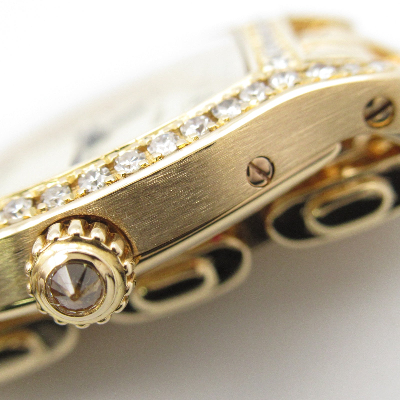 CARTIER Tochu SM 18K黃金/鑽石手錶石英機芯米色