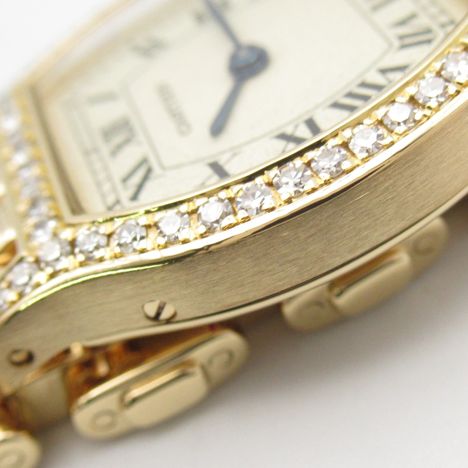 CARTIER Tochu SM 18K黃金/鑽石手錶石英機芯米色