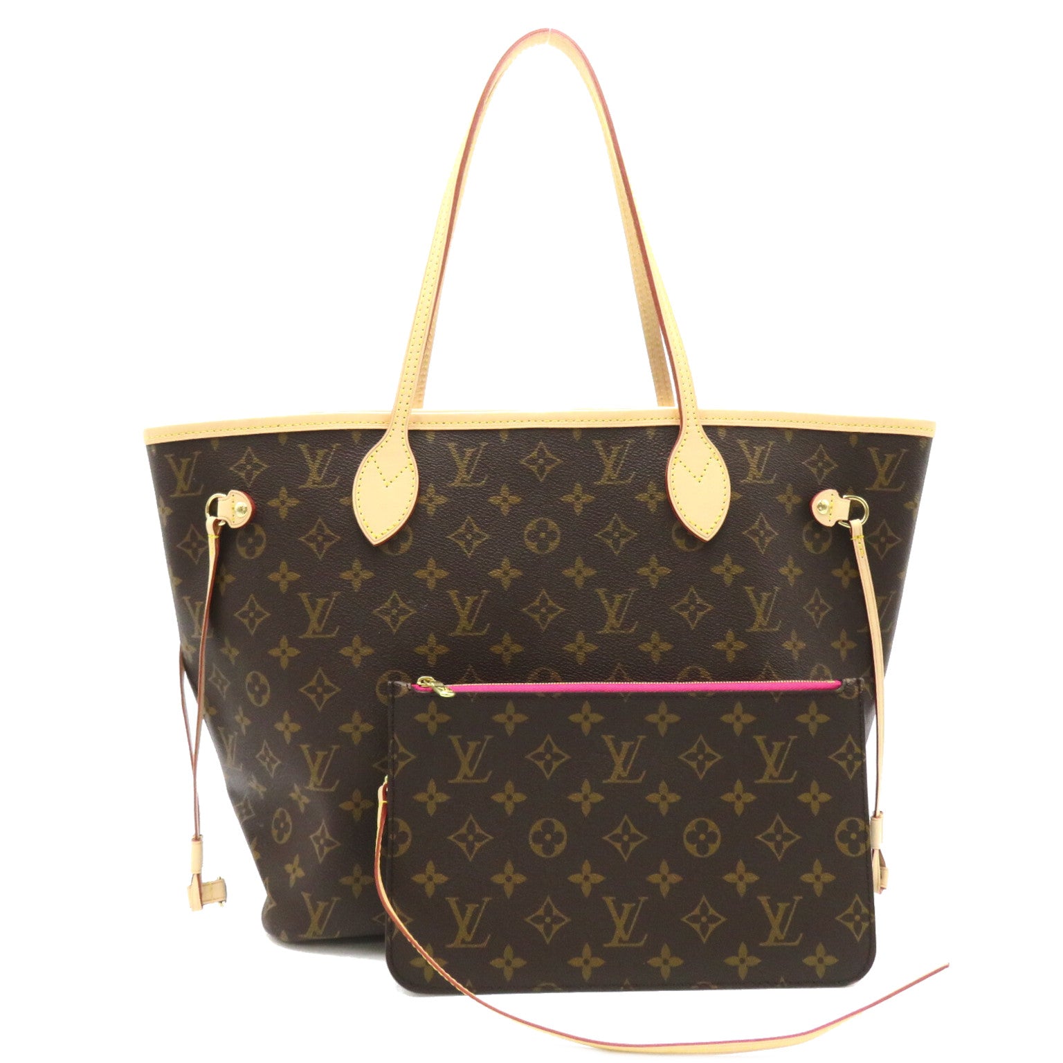 LOUIS VUITTON Monogram Neverfull MM Large Tote Bag金扣手挽袋啡色