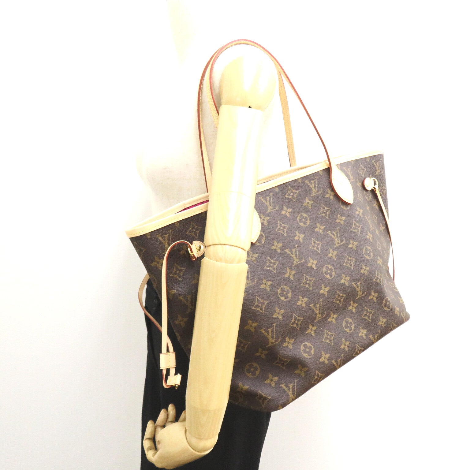 LOUIS VUITTON Monogram Neverfull MM Large Tote Bag金扣手挽袋啡色